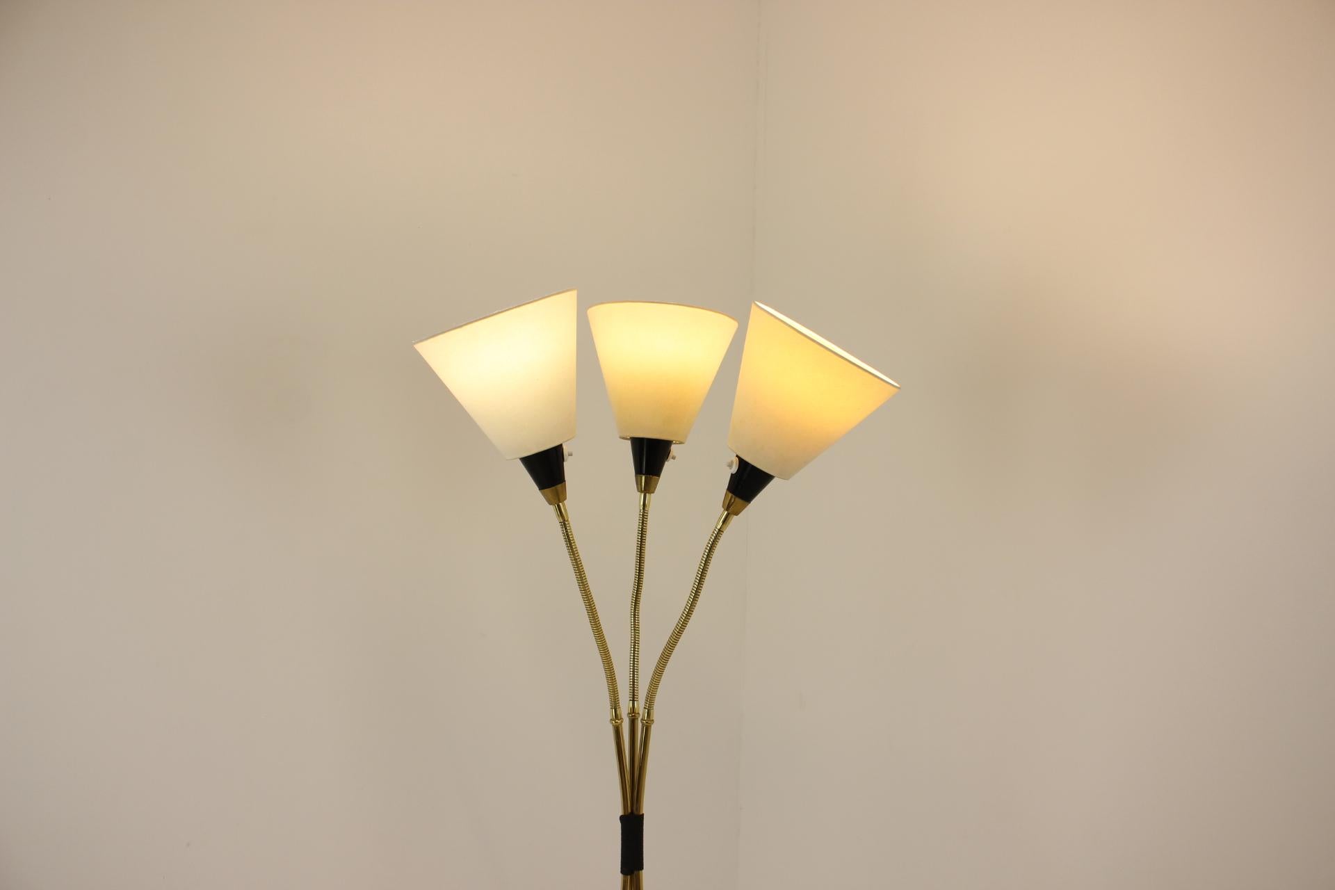 1950s Brass Floor Lamp, Czechoslovakia For Sale 11