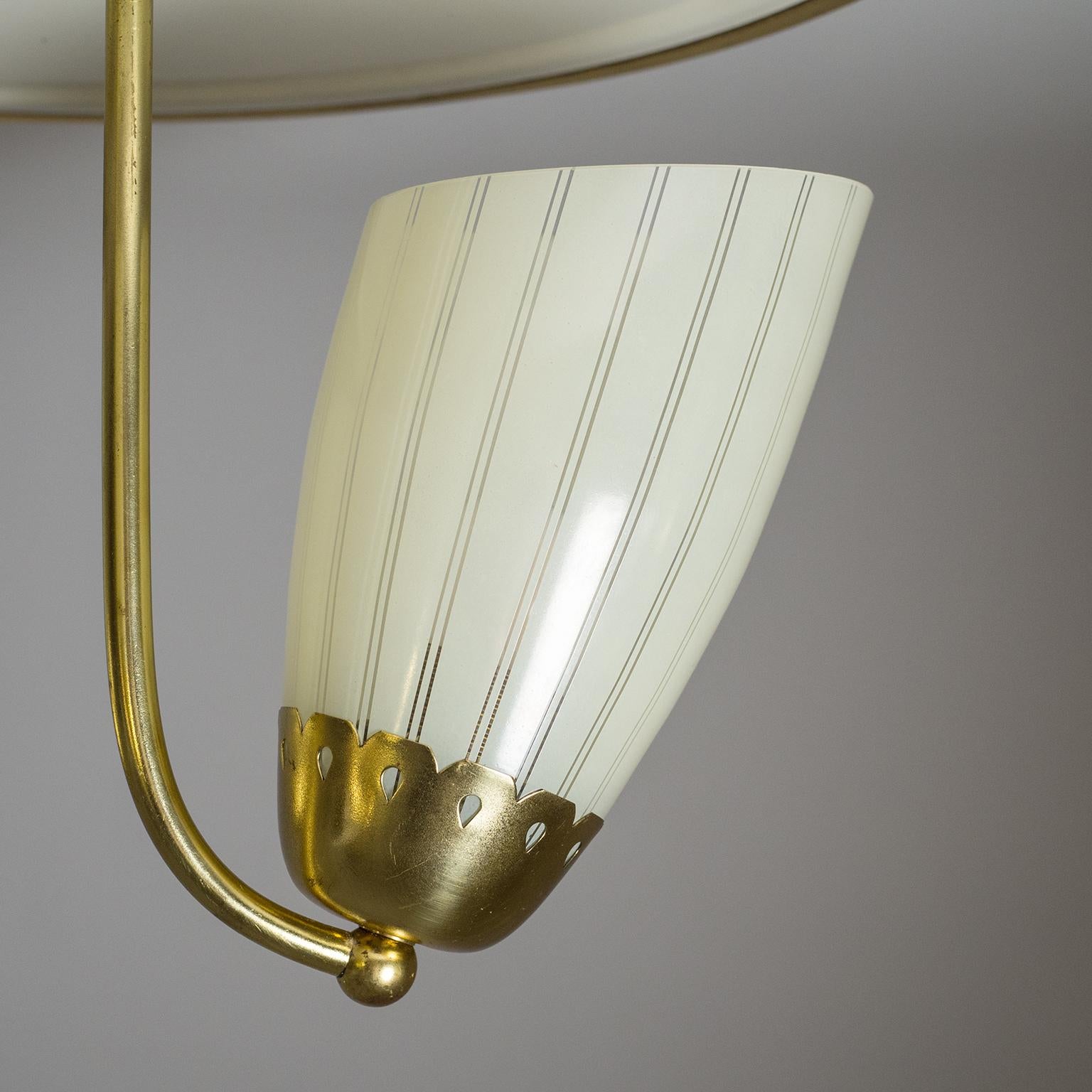 1950s Brass Flush Mount with Striped Glass 5