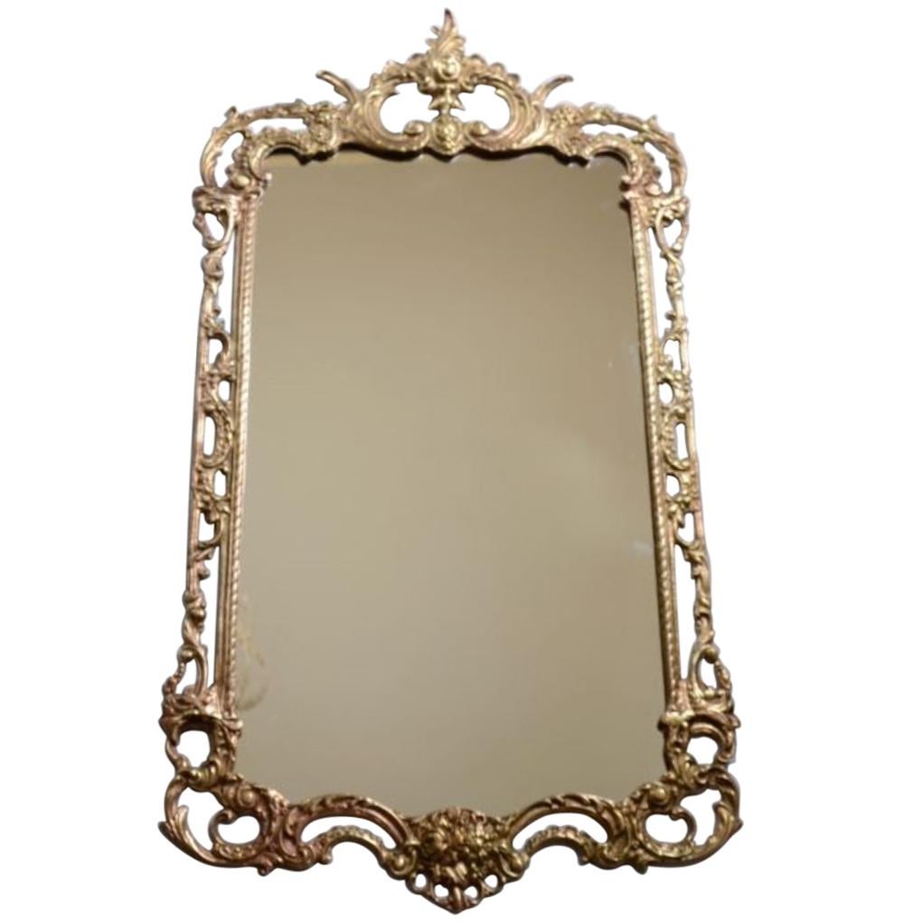 1950s Brass Frame Mirror, Spain For Sale