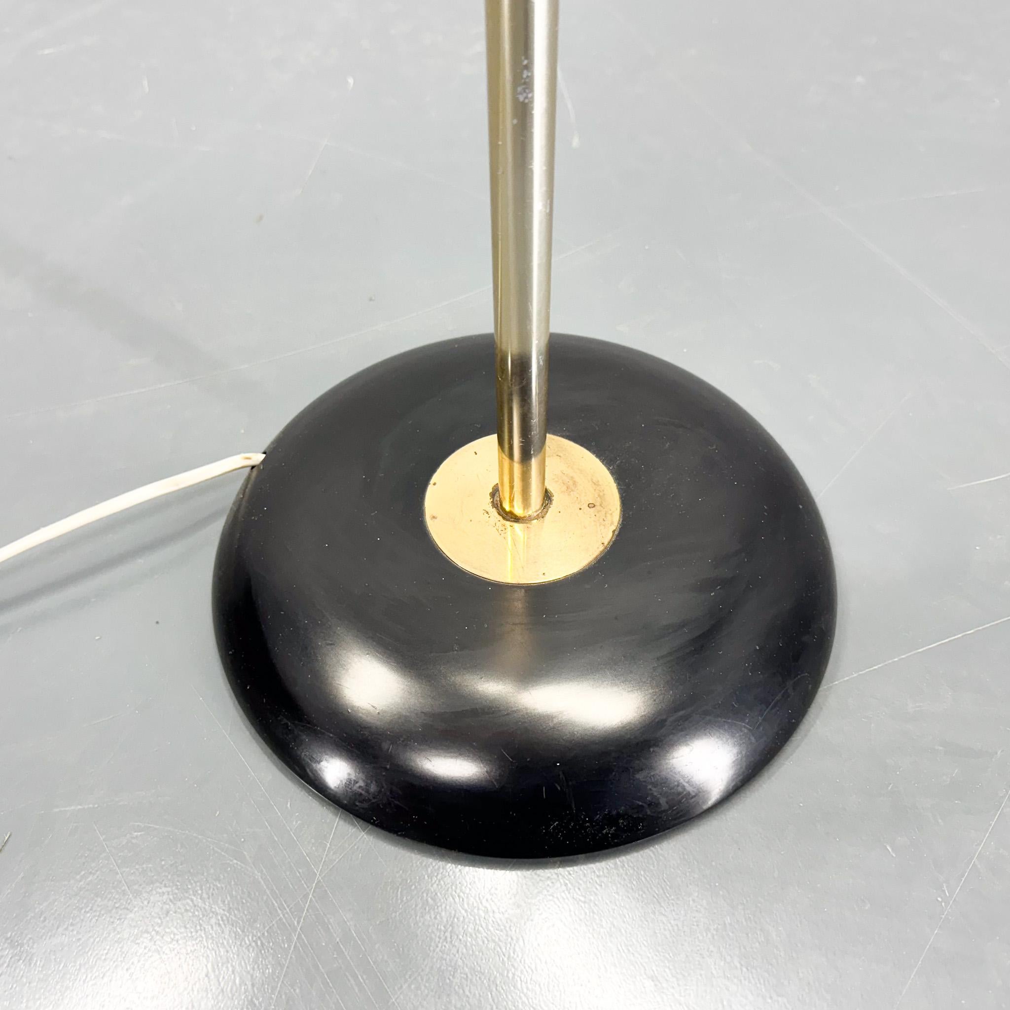 1950s Brass & Glass Adjustable Floor Lamp with Wooden Detail For Sale 3