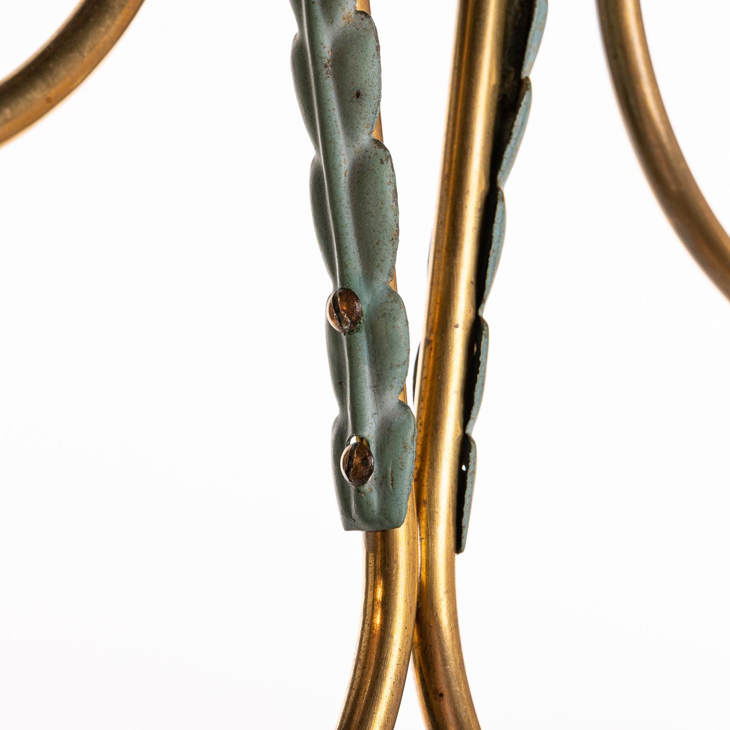 1950s Brass, Glass and Metal Pendant in the Style of Pietro Chiesa 2
