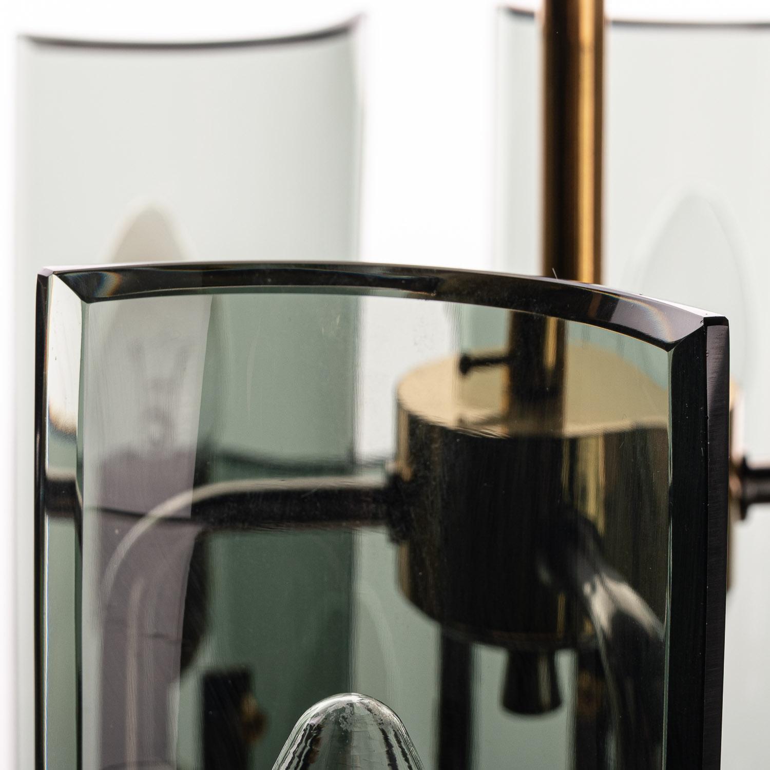 1950's Brass, Glass & Chrome Chandelier by Cristal Arte For Sale 10