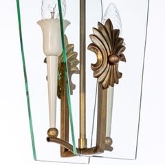 1950's Brass & Glass Lantern Attributed to Luigi Fontana
