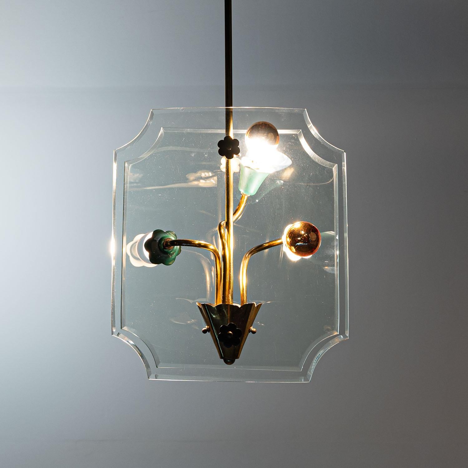 1950's Brass & Glass Lantern in Style of Pietro Chiesa 5