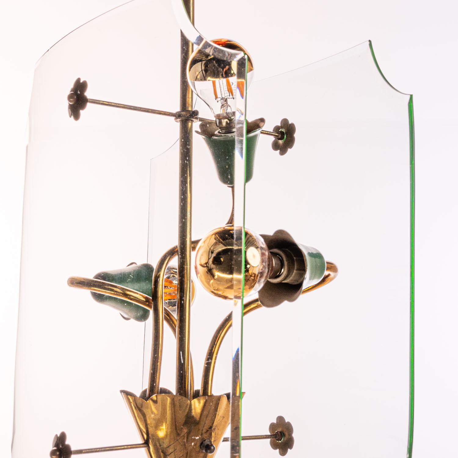 20th Century 1950's Brass & Glass Lantern in Style of Pietro Chiesa