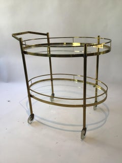 1950s Brass / Glass  Oval Bar Cart