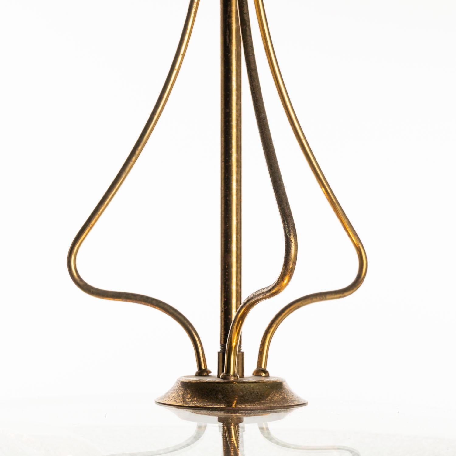 1950's Brass & Glass Pendant Attributed to Fontana Arte For Sale 4