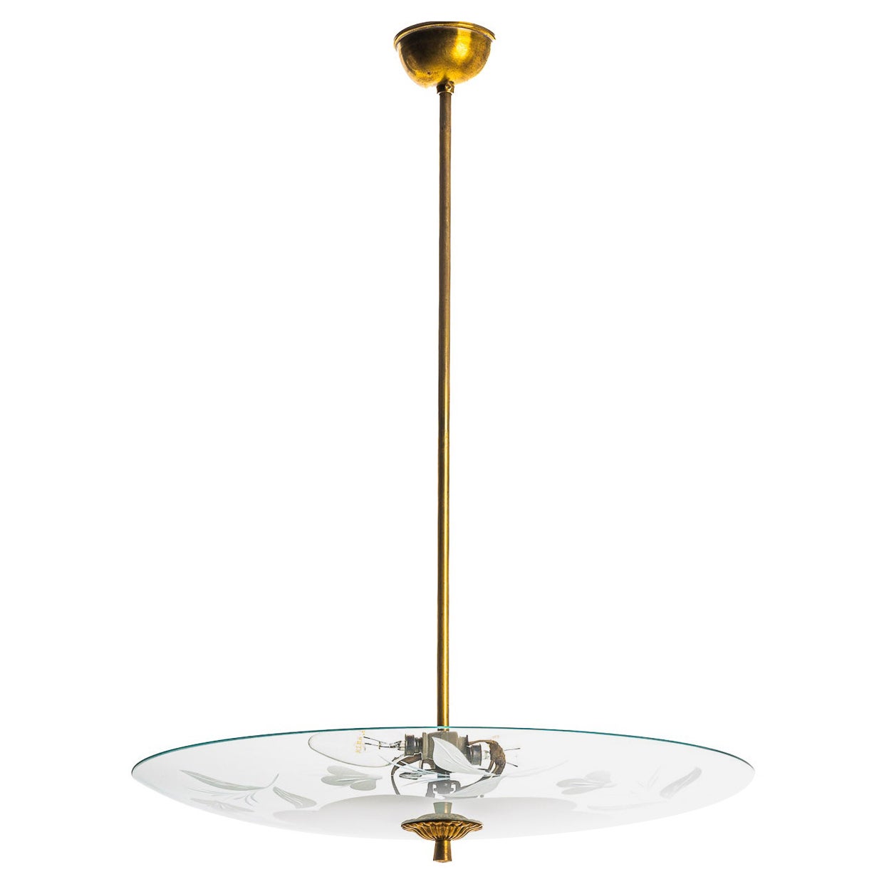 Colgante de latón y cristal de los años 50 al estilo de Pietro Chiesa