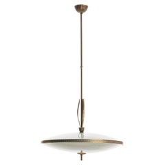 1950's Brass & Glass Pendant in Style of Pietro Chiesa