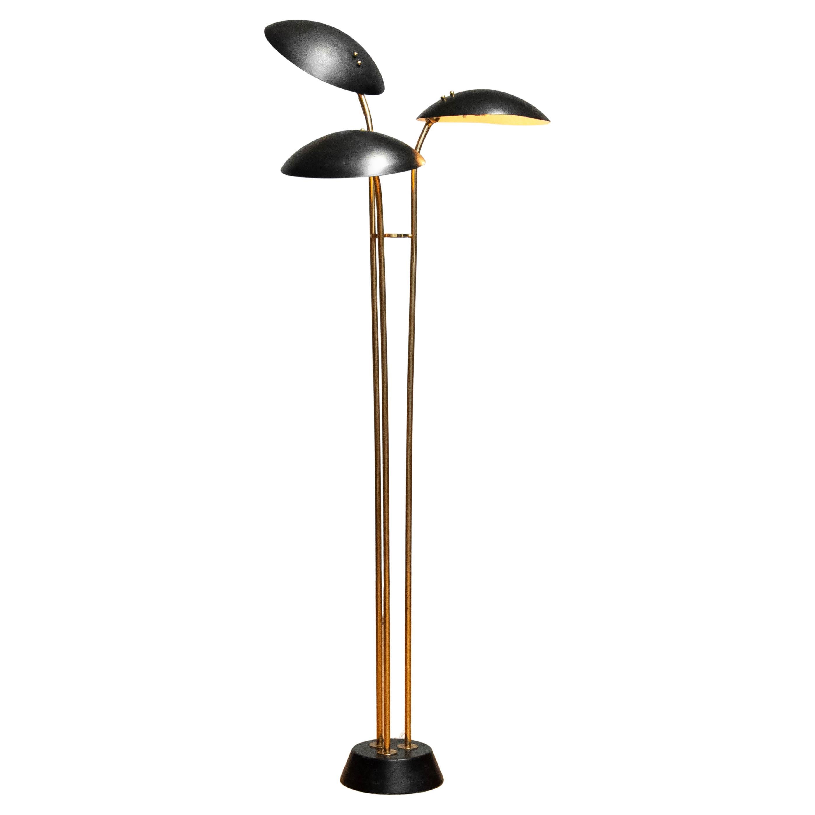 1950s Messing Hollywood Regency Stehlampe von Bröderna Malmströms Metallvarufabrik im Angebot