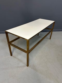 1950s Brass Italian Console Table with Vitrolite white top