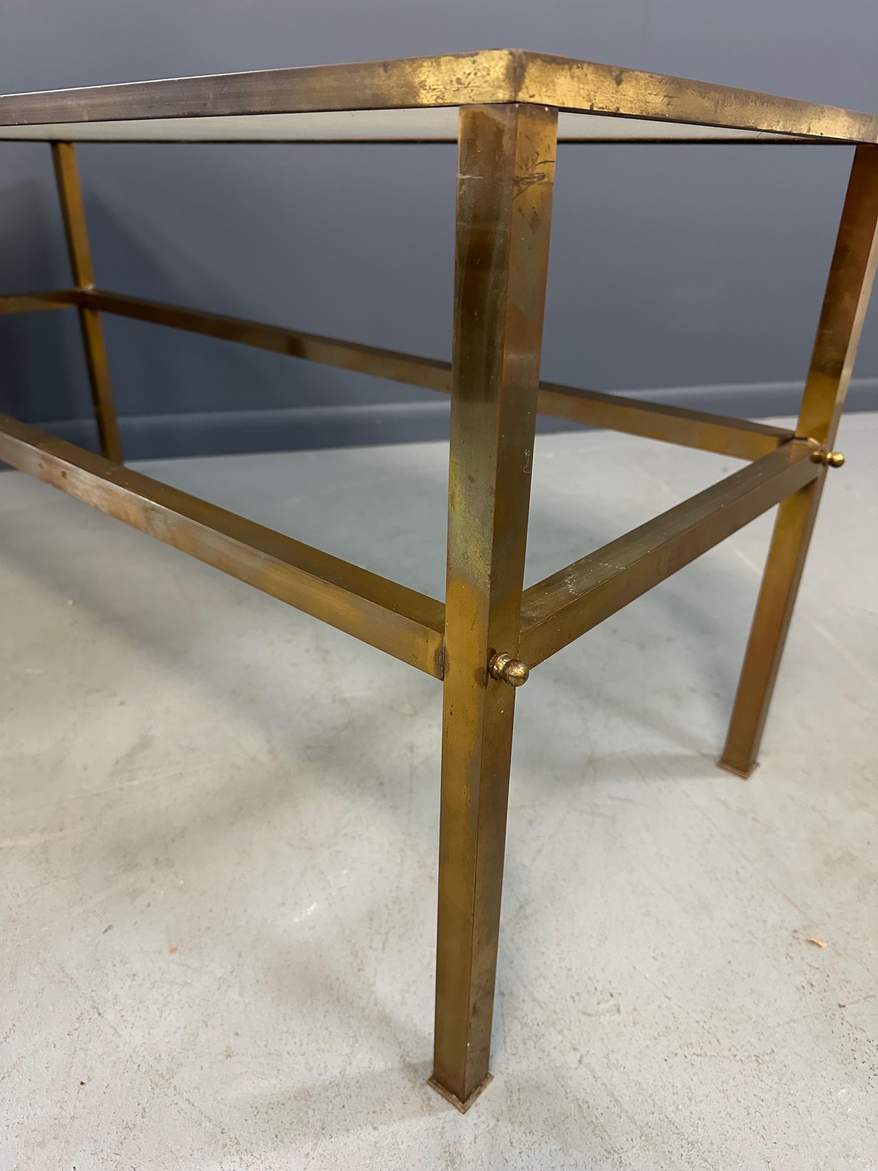 1950s Brass Italian Console Table with Vitrolite white top In Good Condition For Sale In Philadelphia, PA