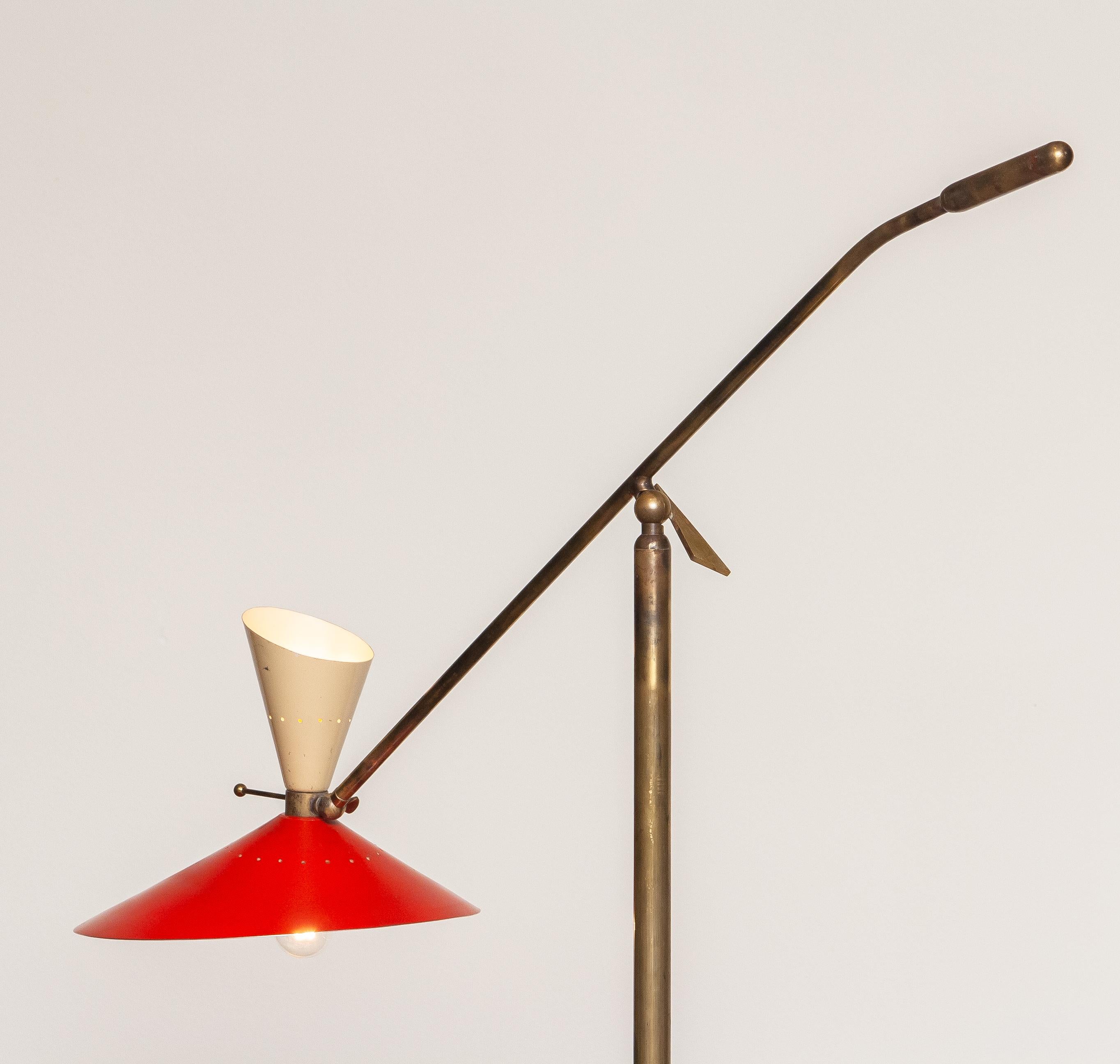 1950s Brass Italian Floor Lamp with Up and Down Light by Stilux Milano 5