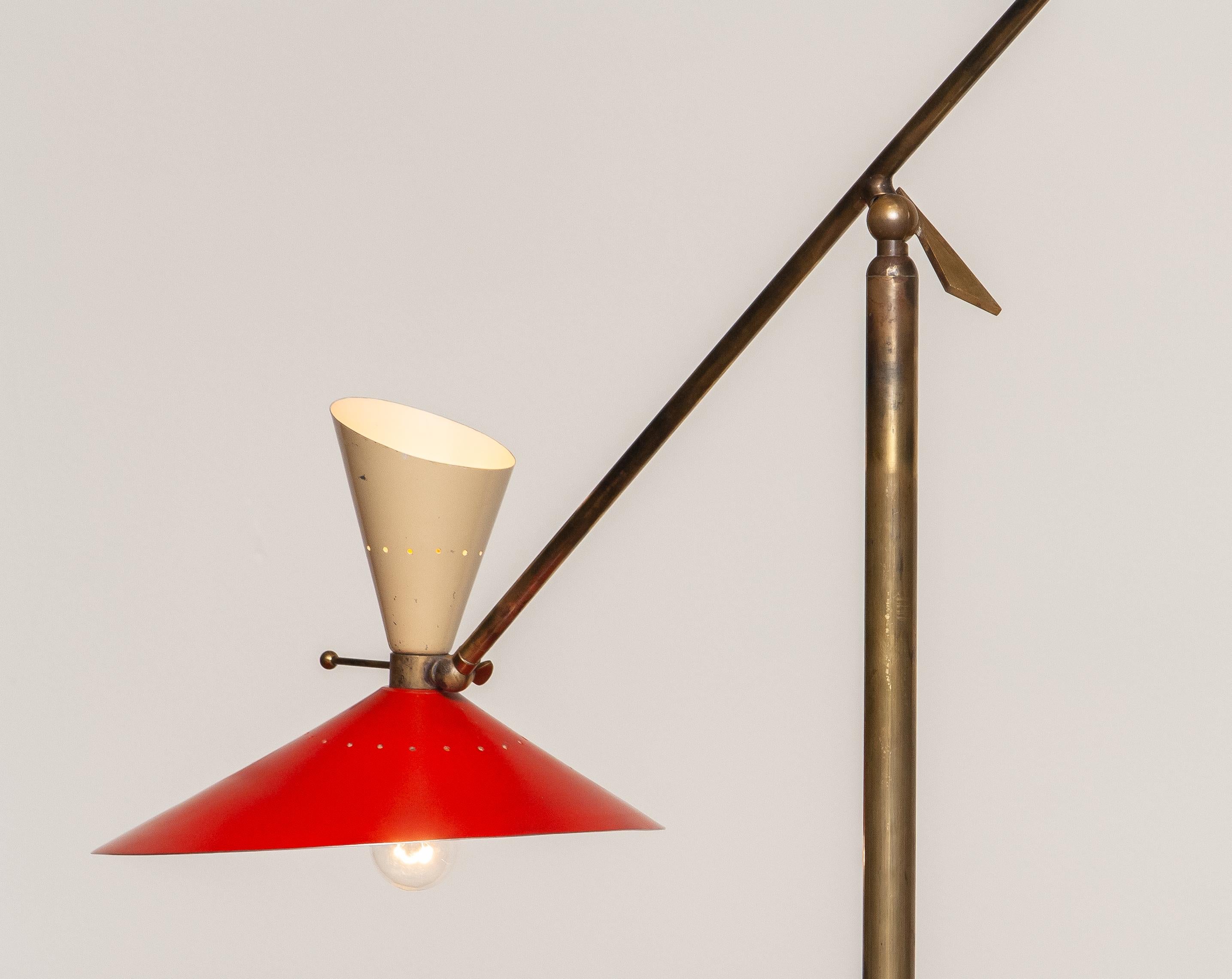 1950s Brass Italian Floor Lamp with Up and Down Light by Stilux Milano 8