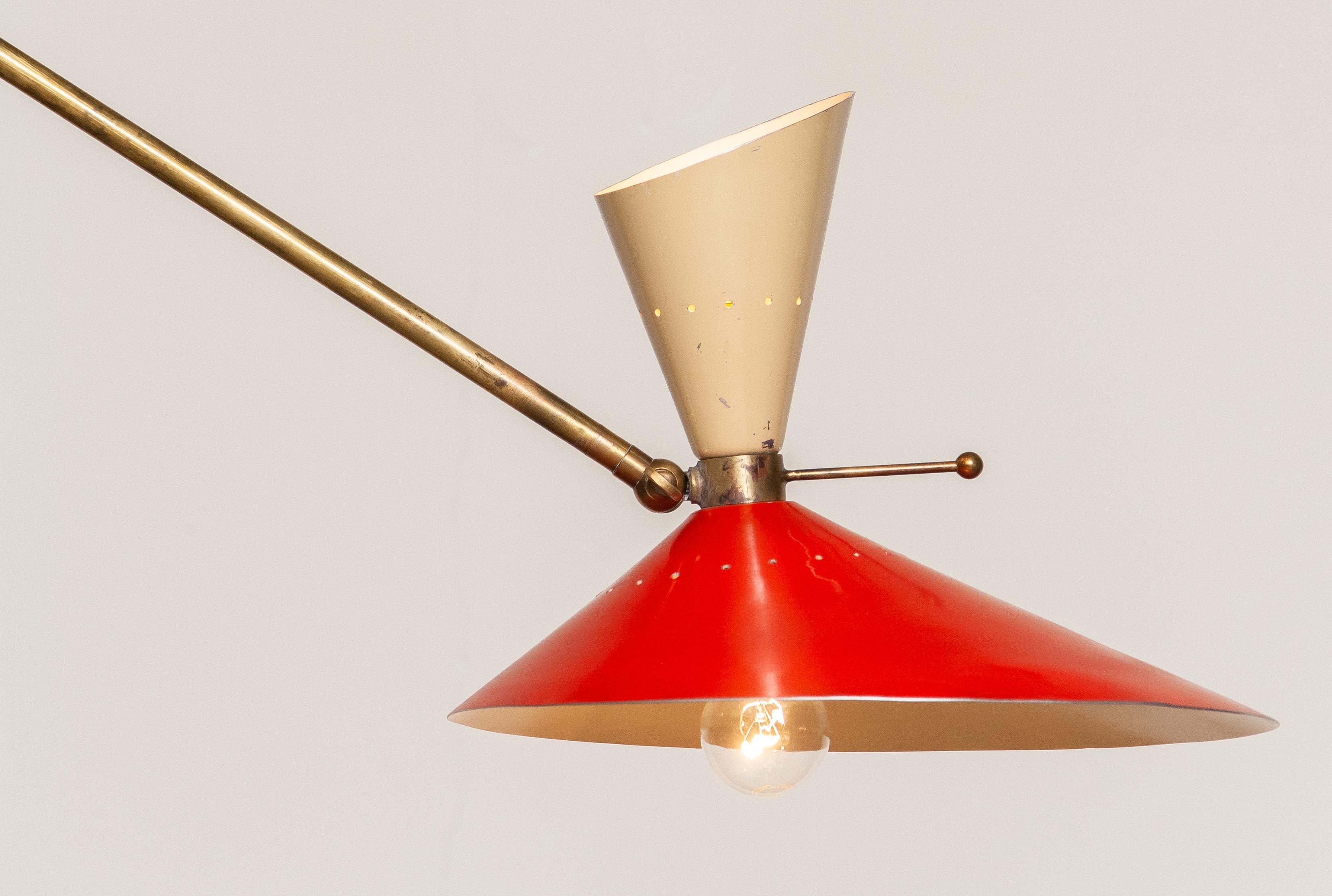 1950s Brass Italian Floor Lamp with Up and Down Light by Stilux Milano In Good Condition In Silvolde, Gelderland