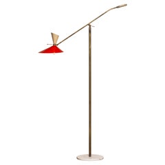 Vintage 1950s Brass Italian Floor Lamp with Up and Down Light by Stilux Milano