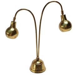 1950s Brass Lamp with Two Adjustable Perforated Metal Lights