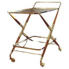 1950s Brass & Light Wood Drinks Trolley - Attr. Cesare Lacca