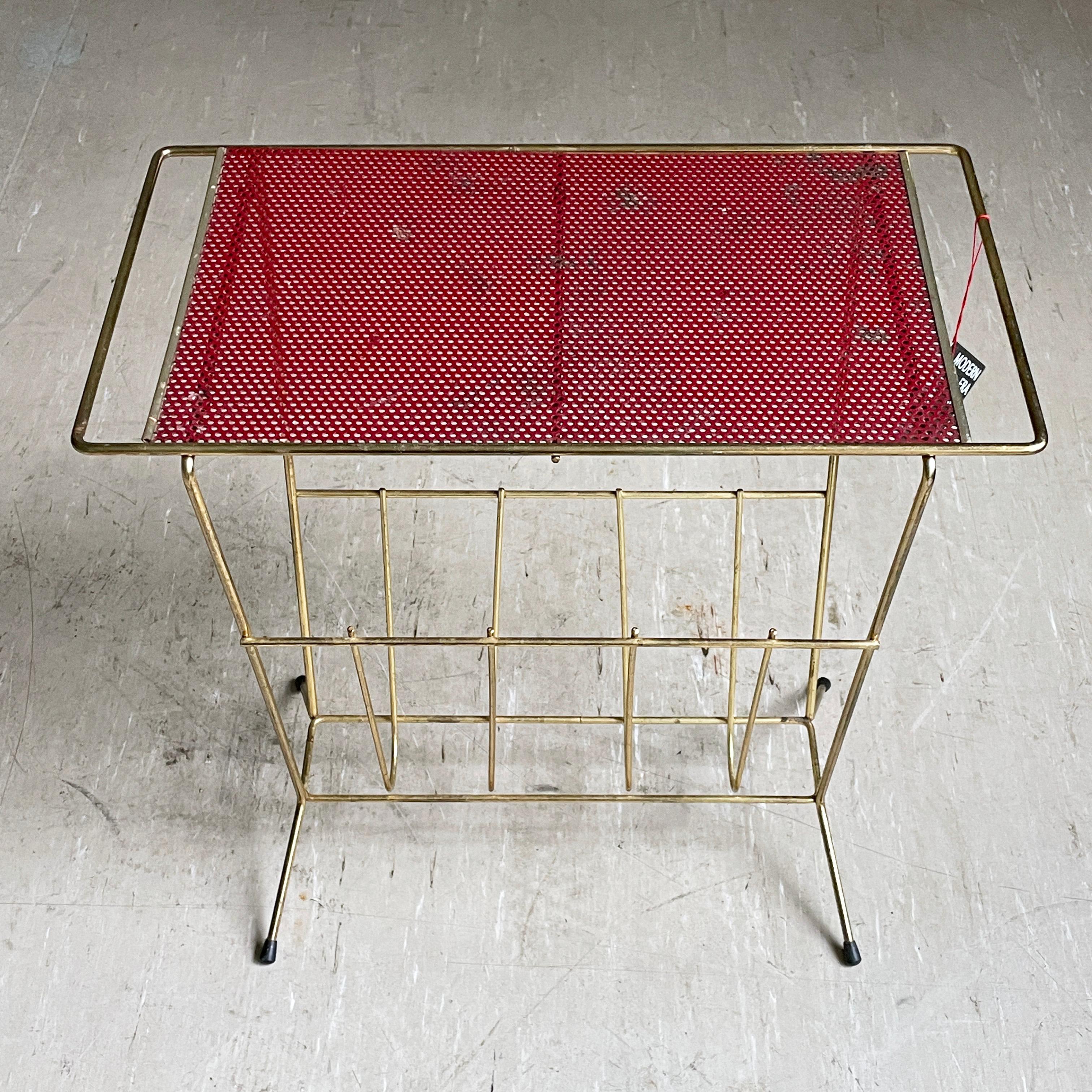 Mid-Century Modern 1950’s Brass Magazine / Newspaper Rack For Sale