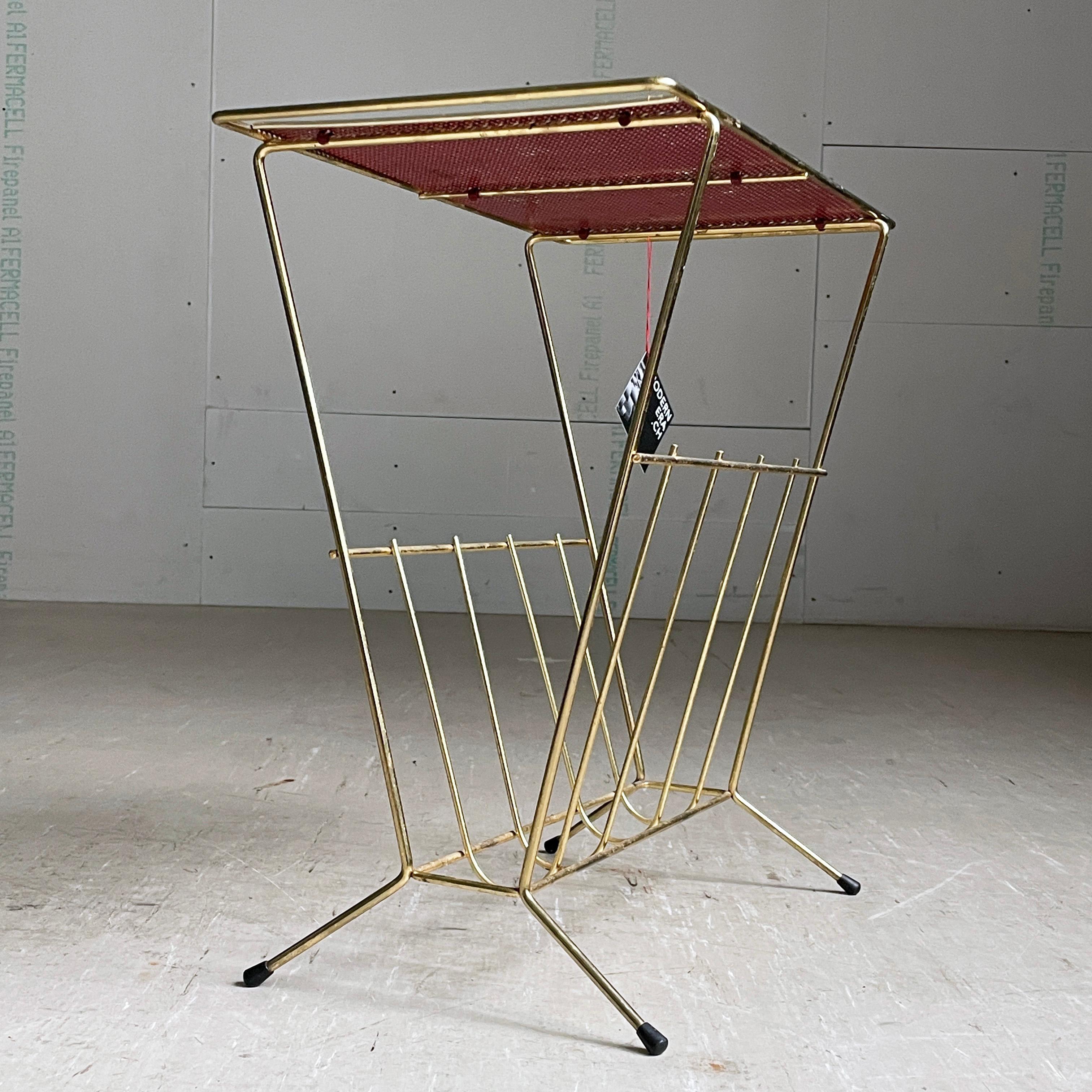 Swiss 1950’s Brass Magazine / Newspaper Rack For Sale
