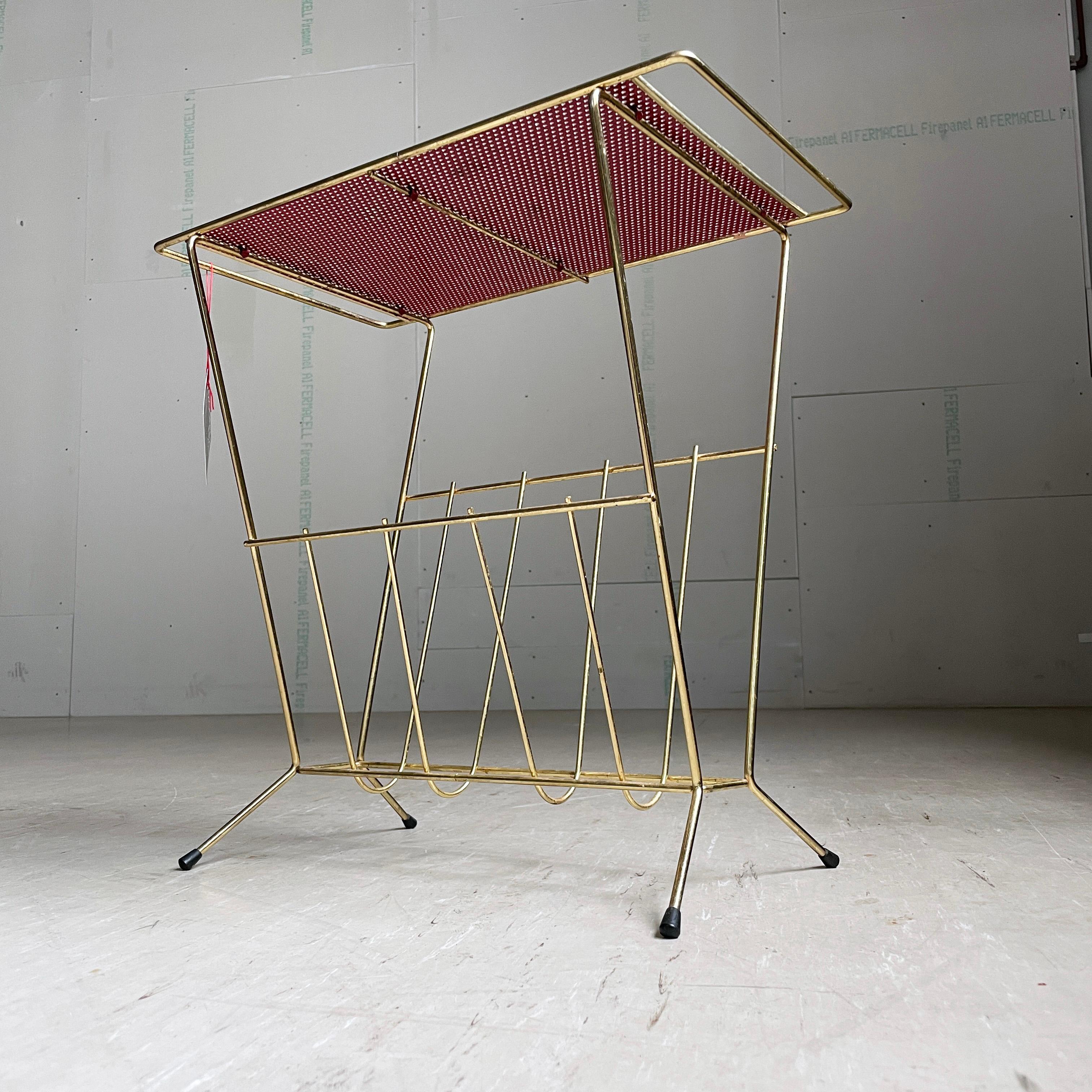 20th Century 1950’s Brass Magazine / Newspaper Rack For Sale