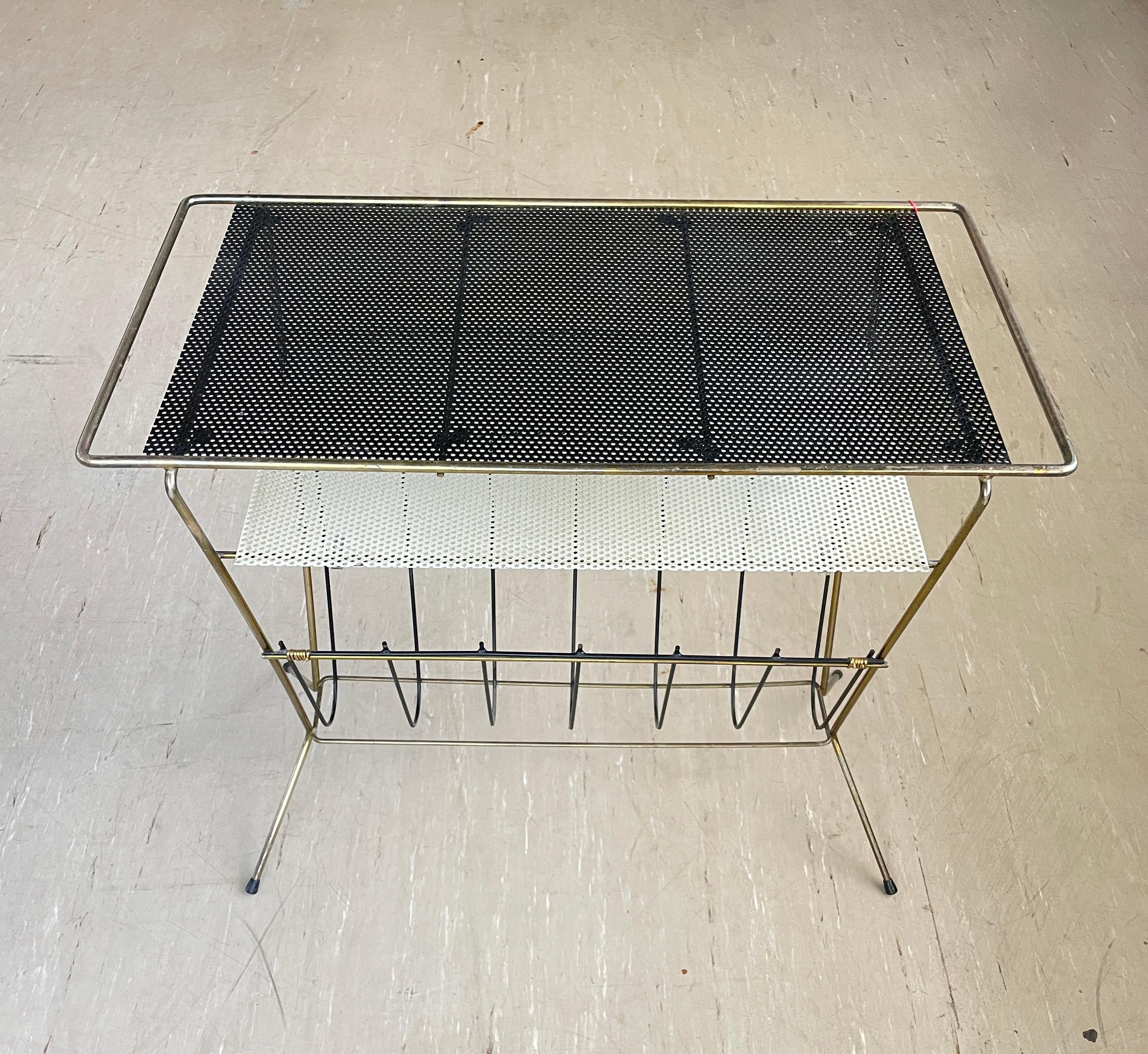 Swiss 1950’s Brass Magazine Stand / Newspaper Rack For Sale