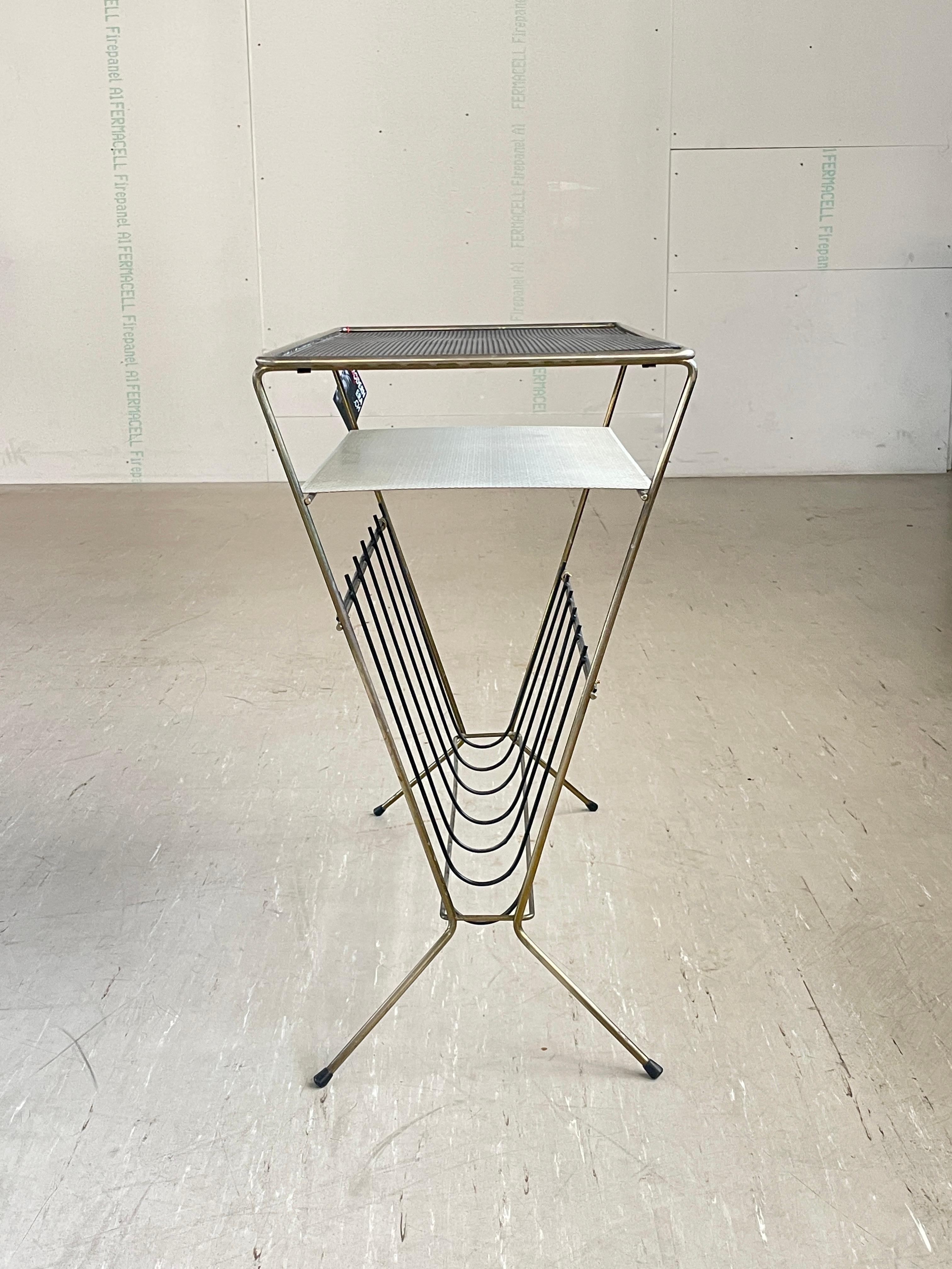 20th Century 1950’s Brass Magazine Stand / Newspaper Rack For Sale