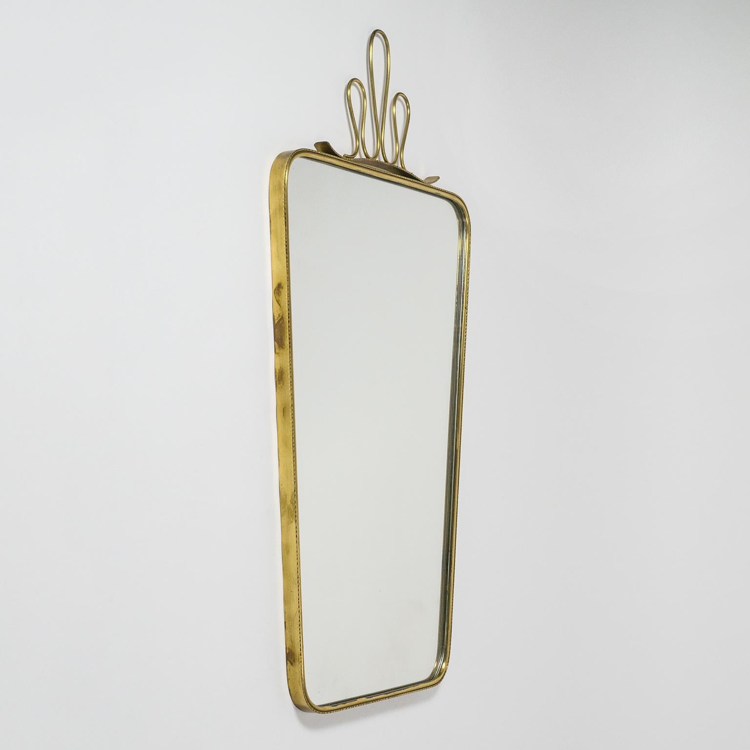 Mid-20th Century 1950s Brass Mirror and Console