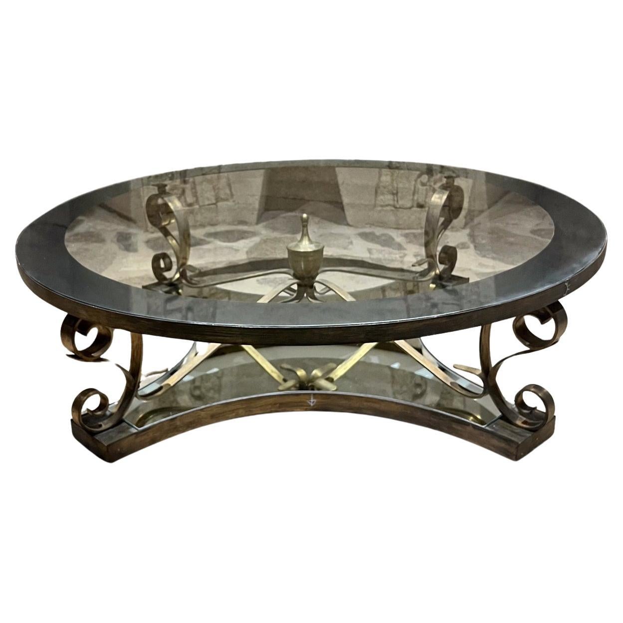 1950s Brass & Mirror Cocktail Table Arturo Pani Mexico City en venta
