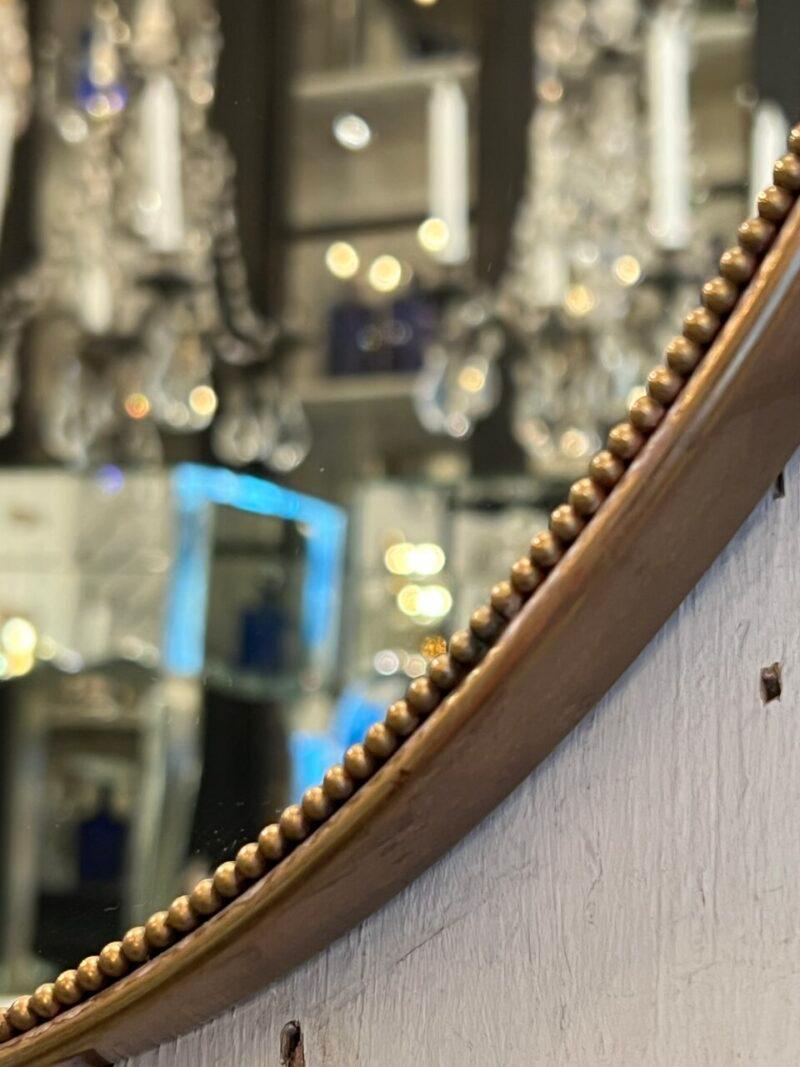 20th Century 1950s Brass Mirror with Beading-Shield Like Shape, Italy For Sale