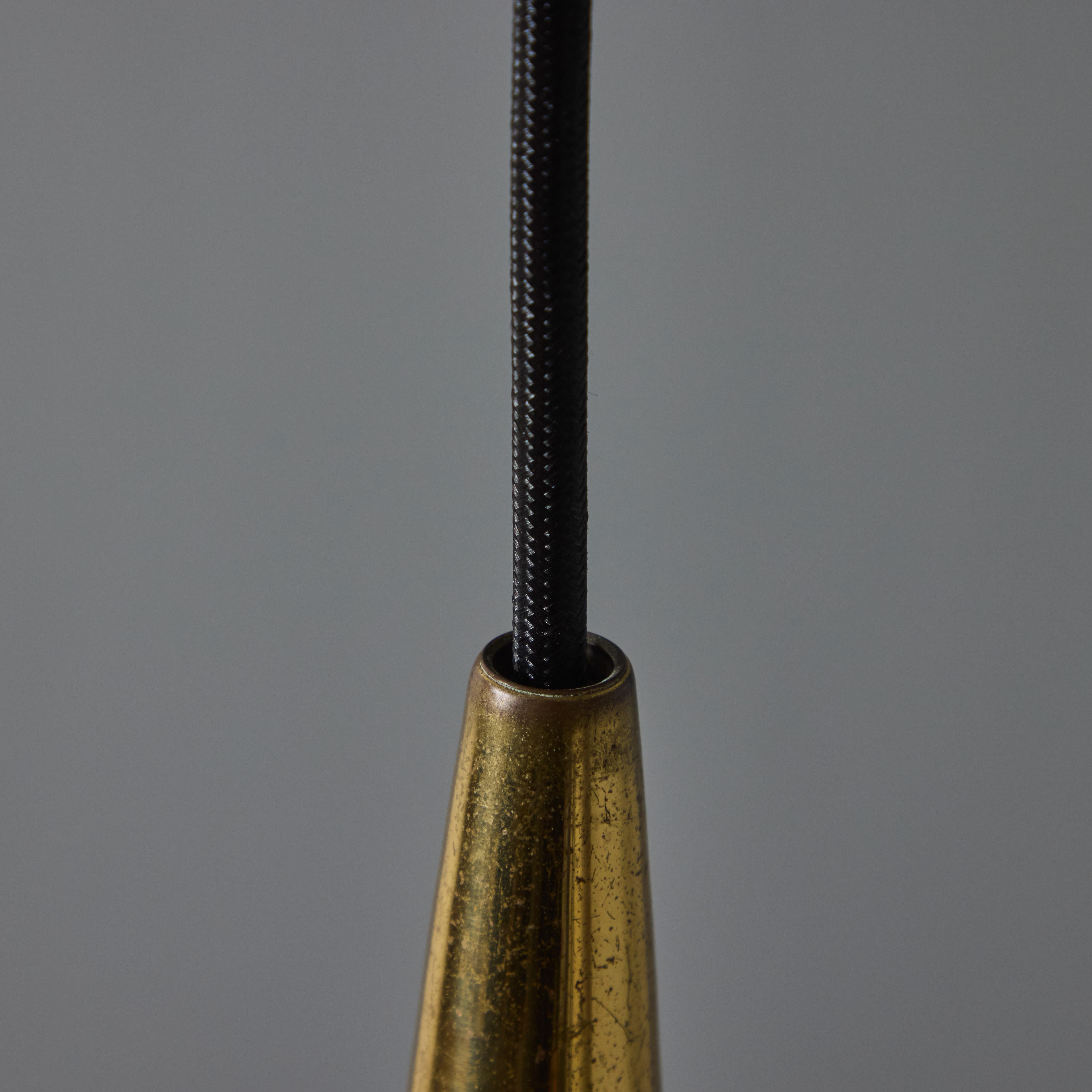 1950s Brass & Opaline Glass Pendant Attributed to Stilnovo For Sale 3