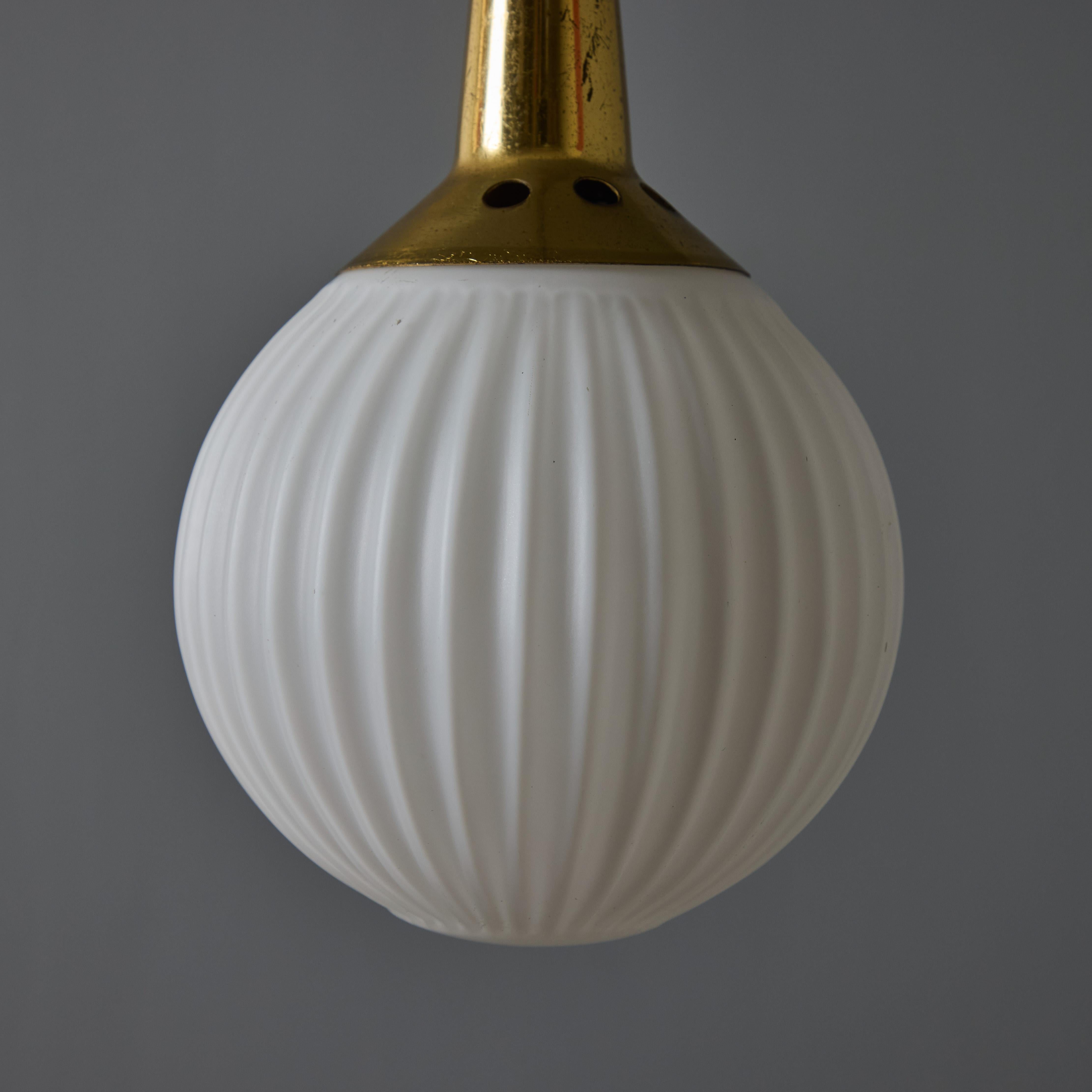 1950s Brass & Opaline Glass Pendant Attributed to Stilnovo For Sale 5