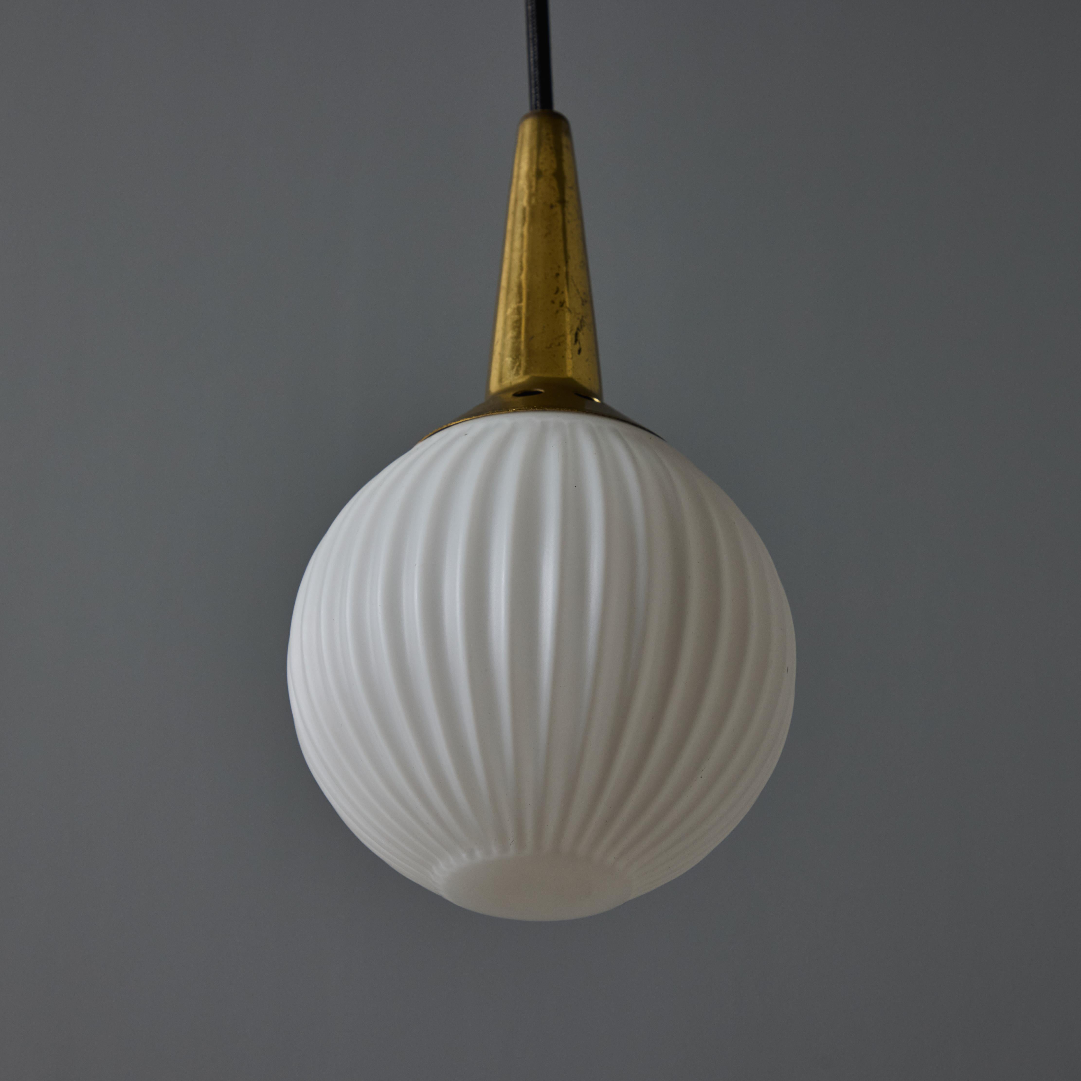 1950s Brass & Opaline Glass Pendant Attributed to Stilnovo For Sale 6