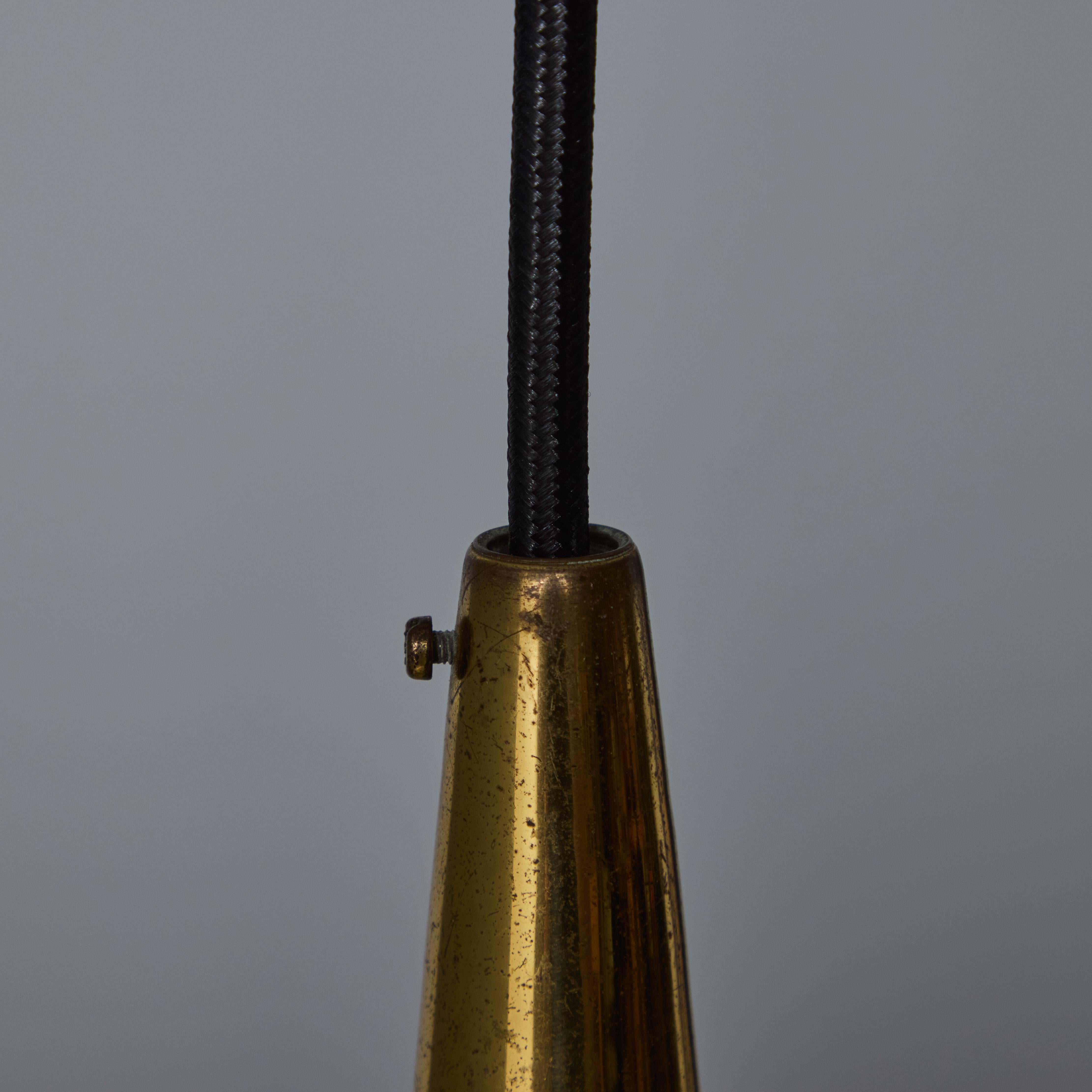 1950s Brass & Opaline Glass Pendant Attributed to Stilnovo For Sale 9