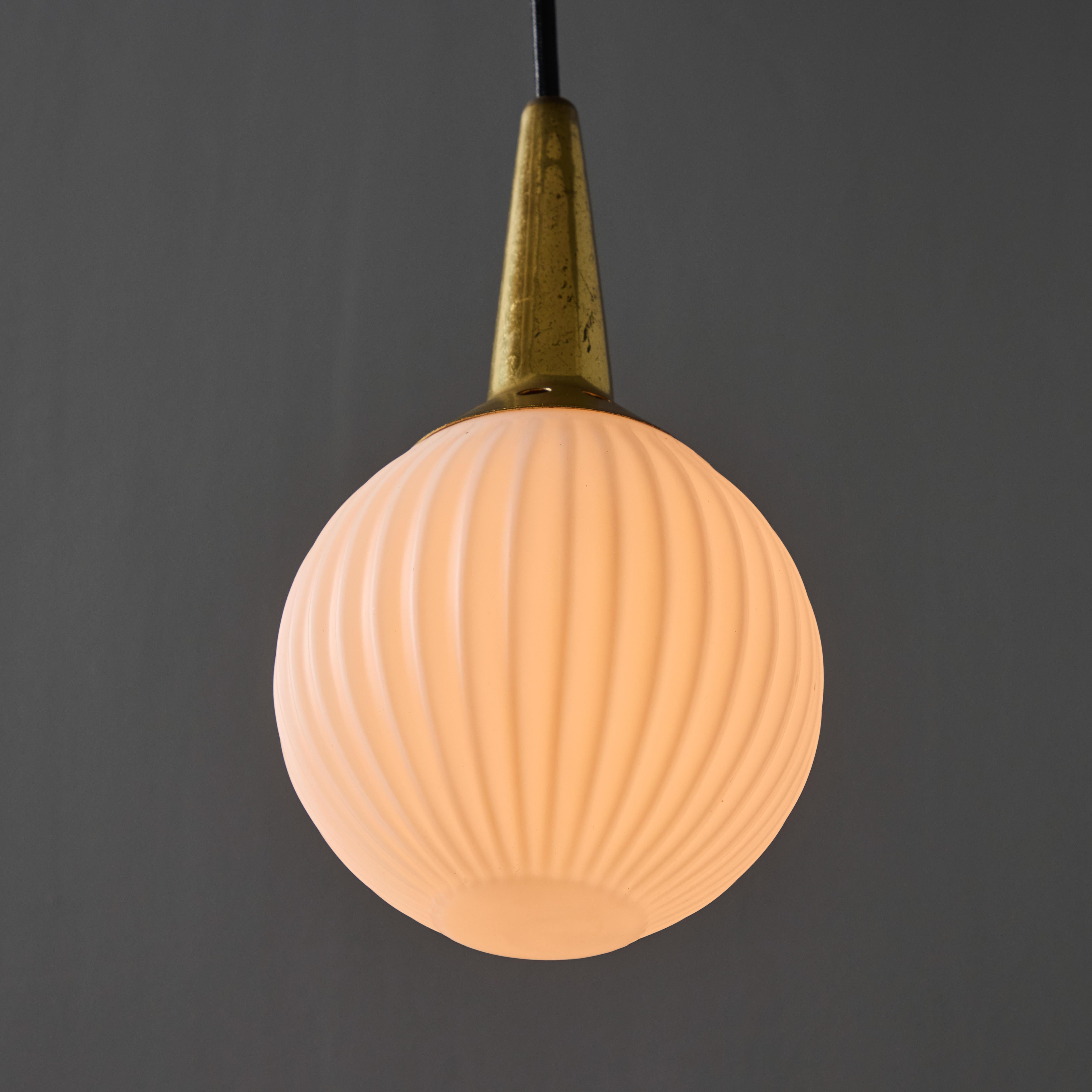 1950s Brass & Opaline Glass Pendant Attributed to Stilnovo For Sale 10
