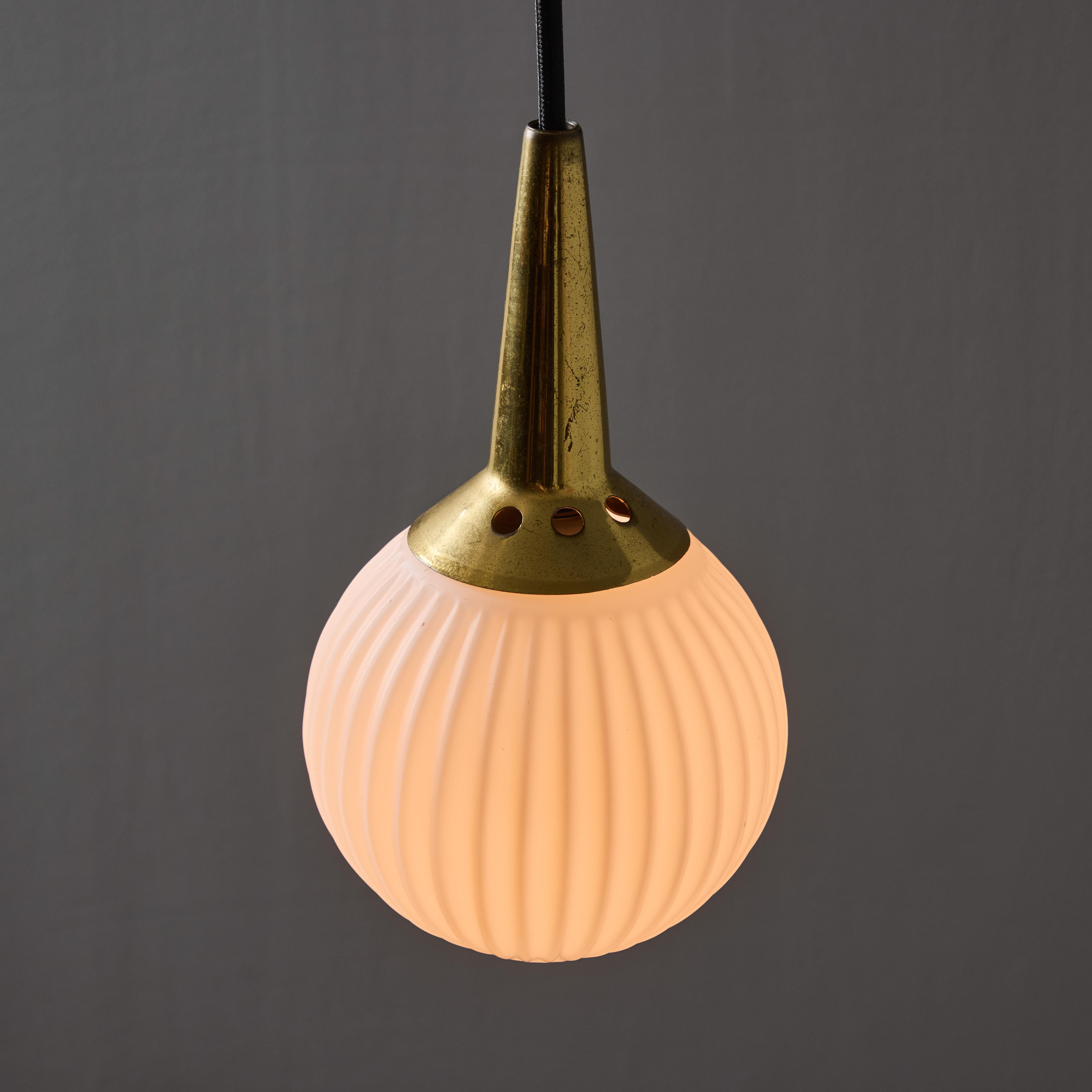1950s Brass & Opaline Glass Pendant Attributed to Stilnovo For Sale 11