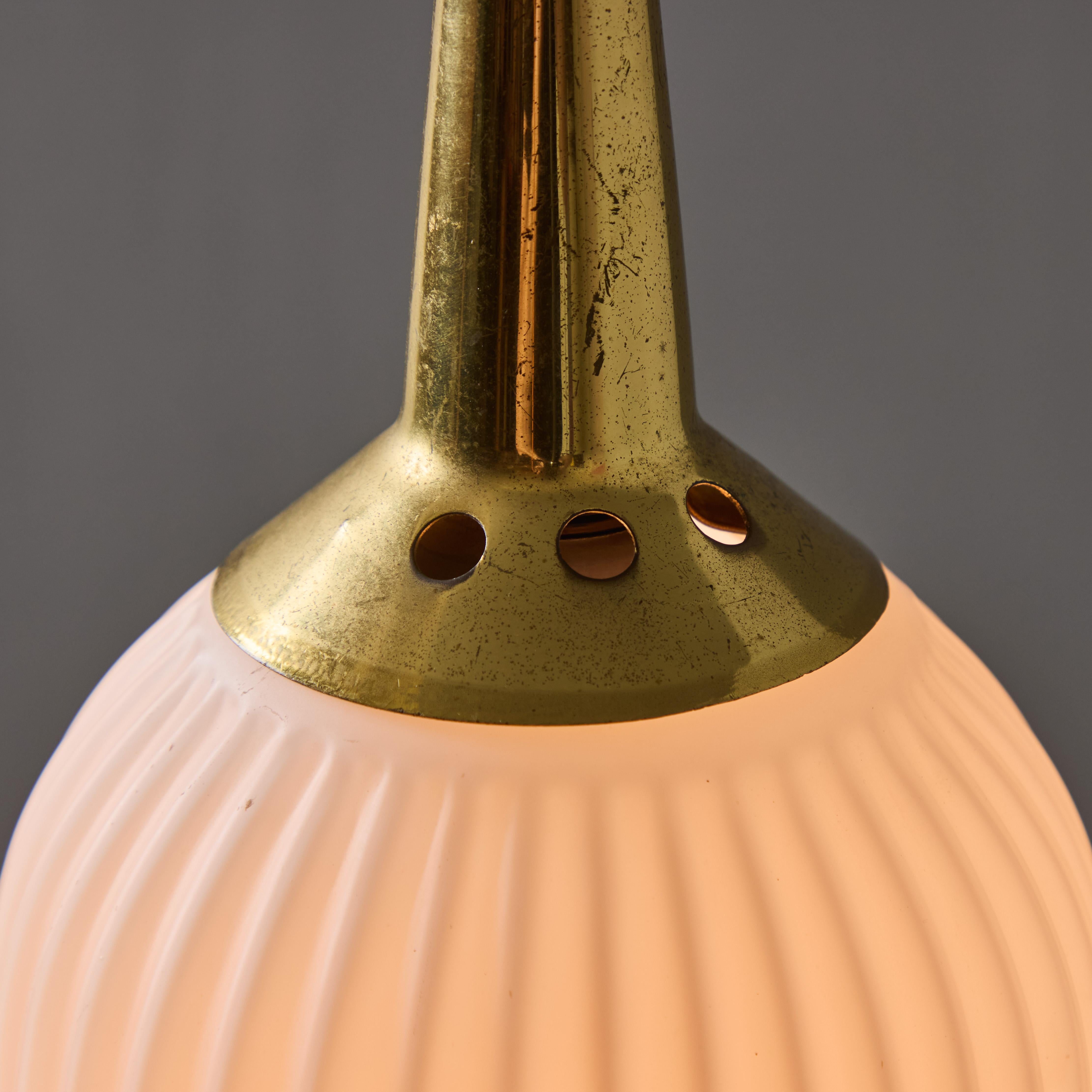1950s Brass & Opaline Glass Pendant Attributed to Stilnovo For Sale 12