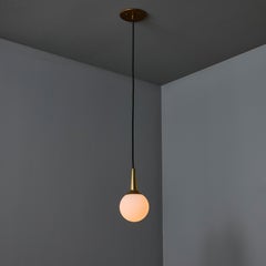 1950s Brass & Opaline Glass Pendant Attributed to Stilnovo
