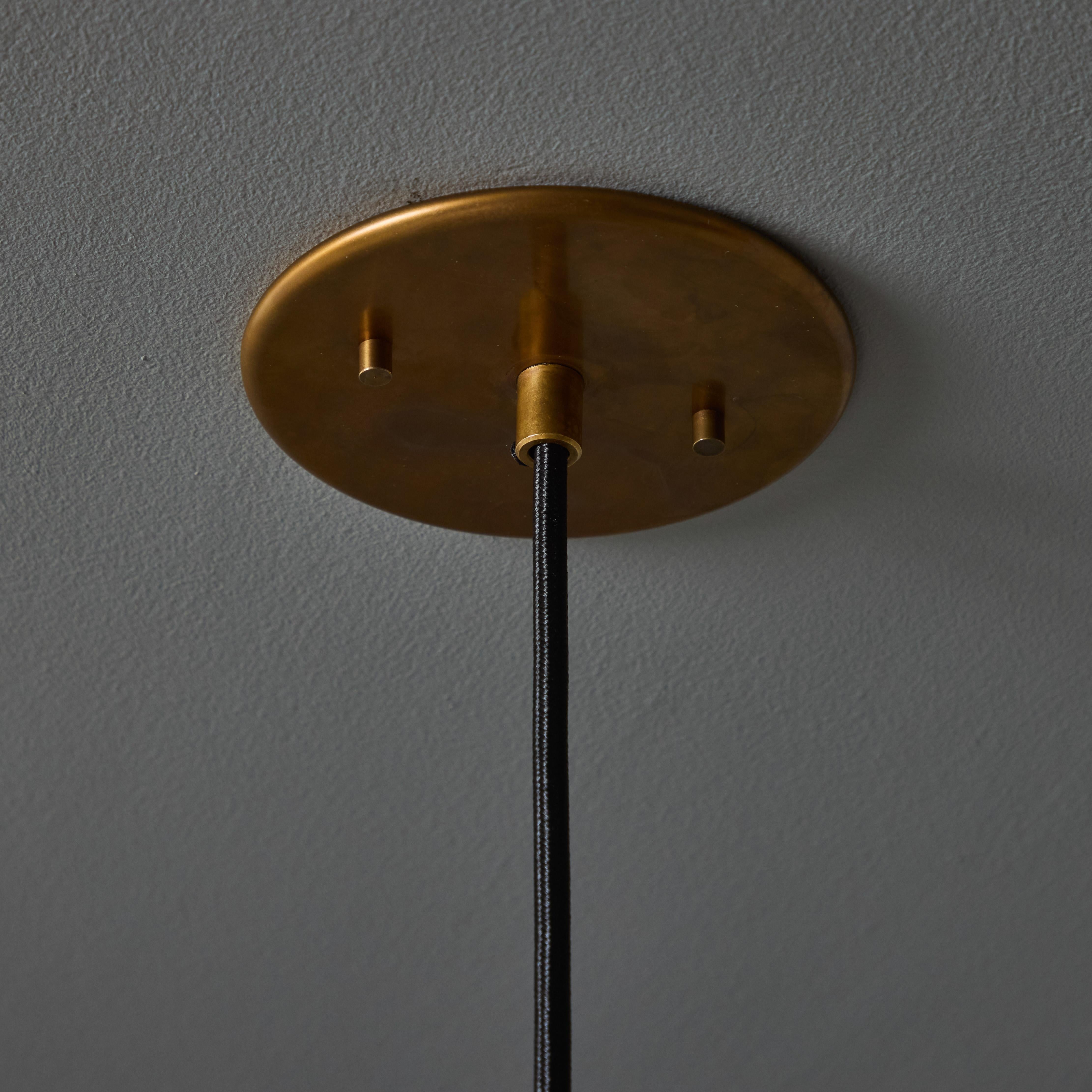 1950s Brass & Opaline Glass Pendant Attributed to Stilnovo For Sale 1