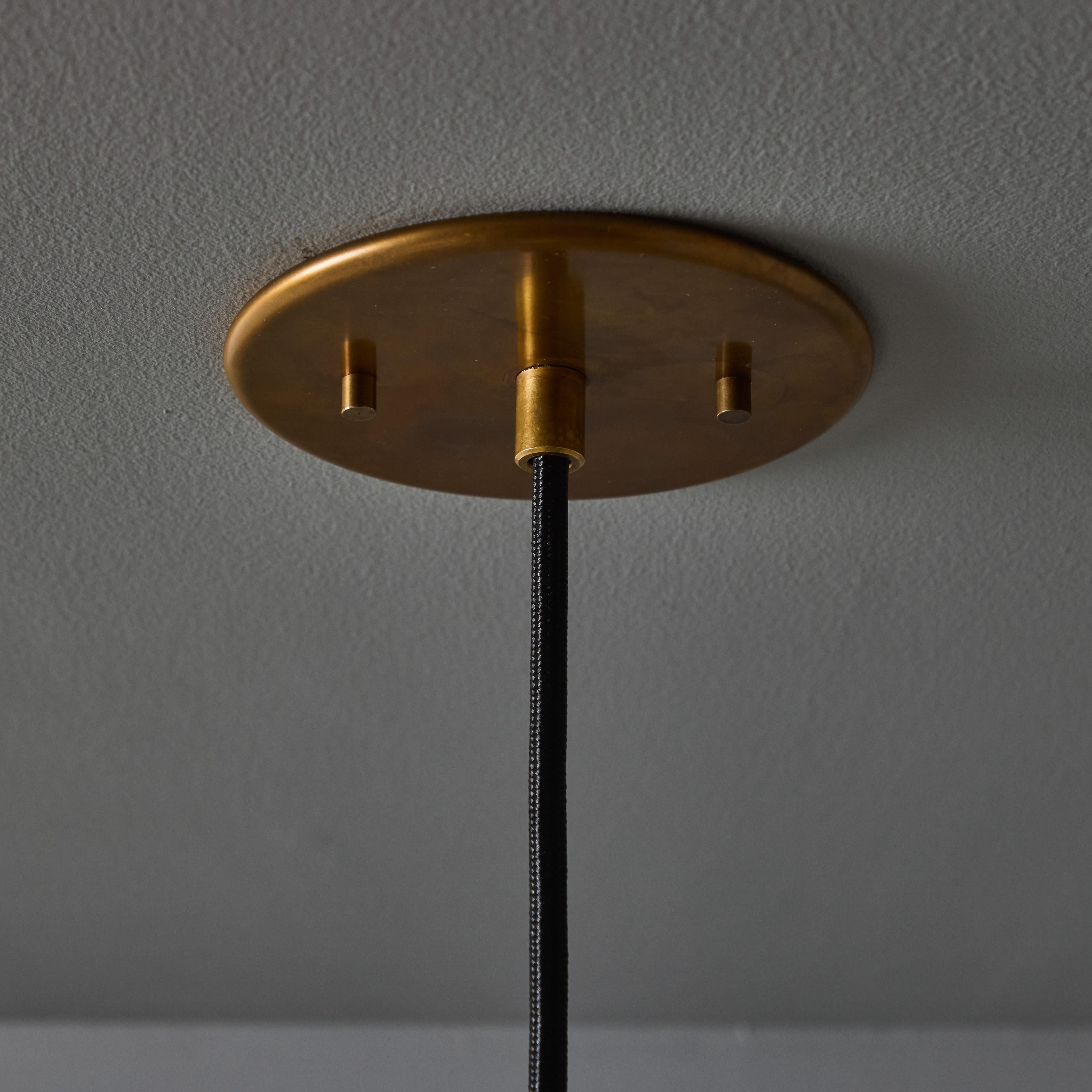 1950s Brass & Opaline Glass Pendant Attributed to Stilnovo For Sale 2