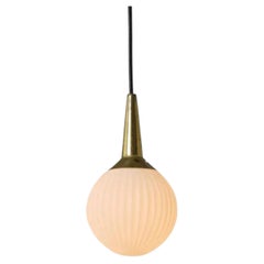 1950s Brass & Opaline Glass Pendant Attributed to Stilnovo