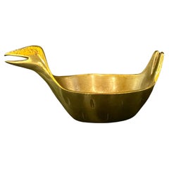 1950's Brass Patinated Bird Bowl Ashtray Catch it All