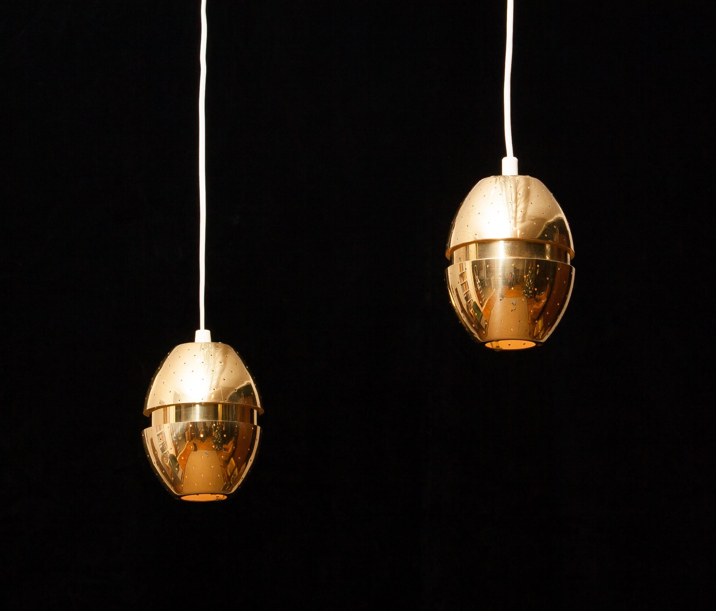 Mid-20th Century 1950s Brass Perforated 'Egg' Pendant by Hans-Agne Jakobsson