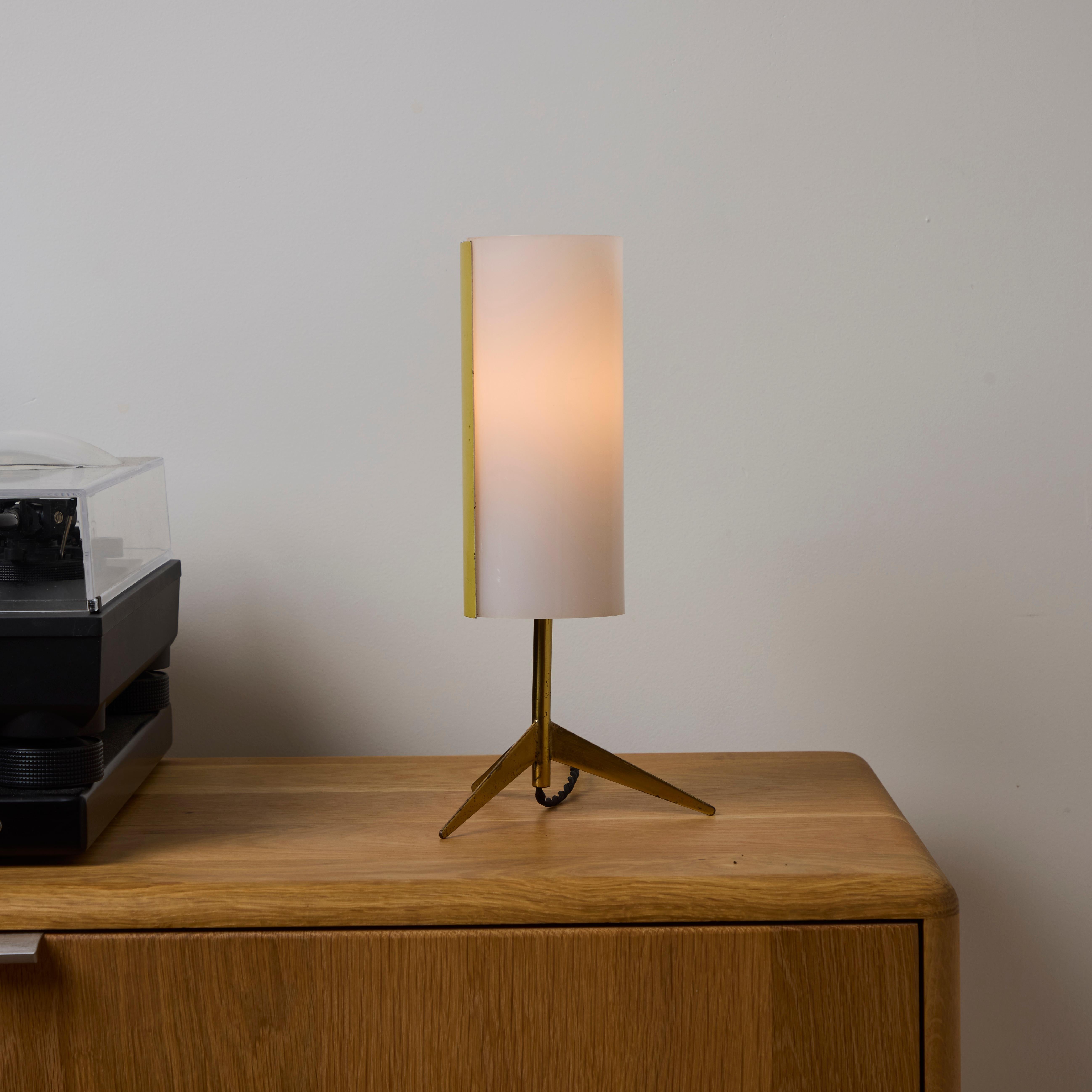 Mid-Century Modern 1950s Brass & Perspex Tripod Table Lamp by Stilux Milano For Sale