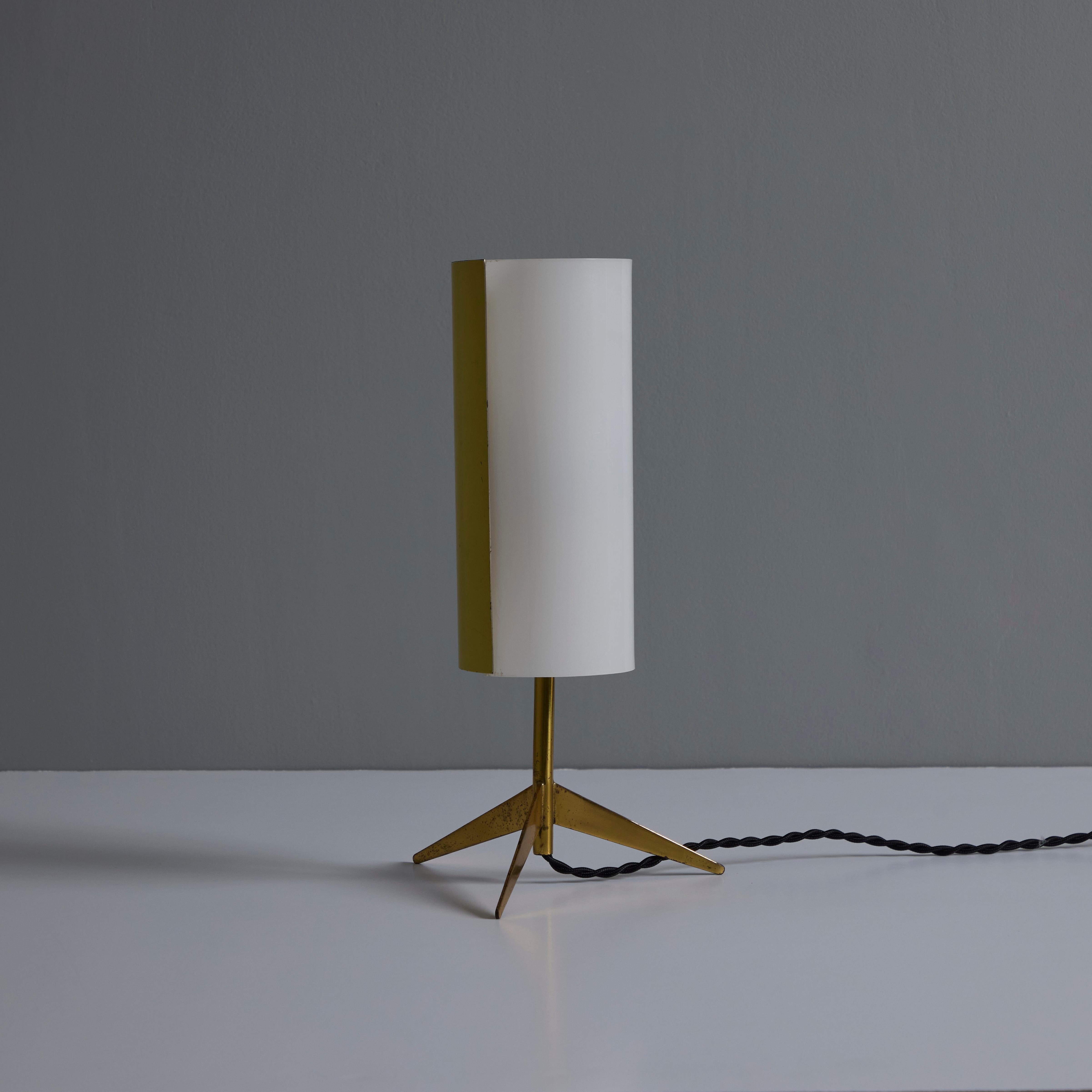 Mid-20th Century 1950s Brass & Perspex Tripod Table Lamp by Stilux Milano For Sale