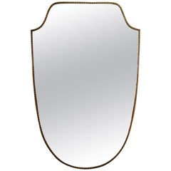 1950s Brass Shield Shaped Mirror