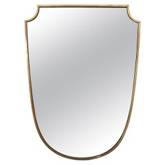 1950s Brass Shield Shaped Mirror, in the Manner of Gio Ponti