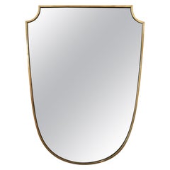1950s Brass Shield Shaped Mirror, in the Manner of Gio Ponti