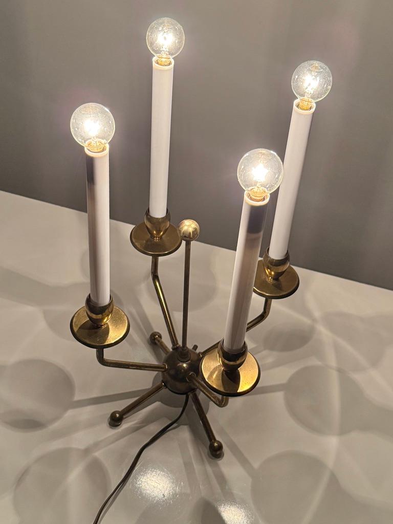1950's Brass Candelabra Sputnik Table Lamp in the style of Tommi Parzinger 1950s In Good Condition For Sale In Troy, MI