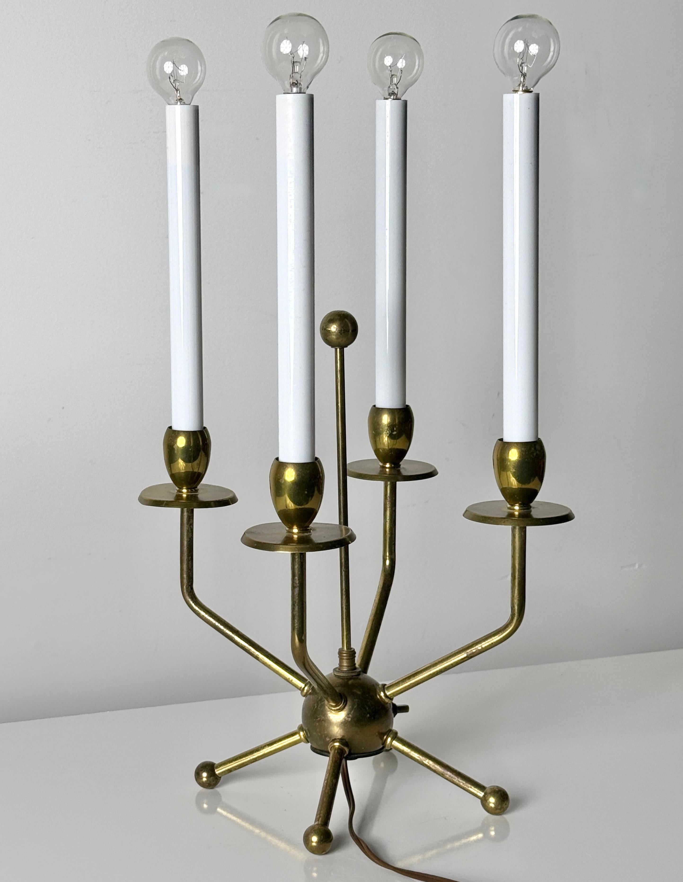 Mid-20th Century 1950's Brass Candelabra Sputnik Table Lamp in the style of Tommi Parzinger 1950s For Sale
